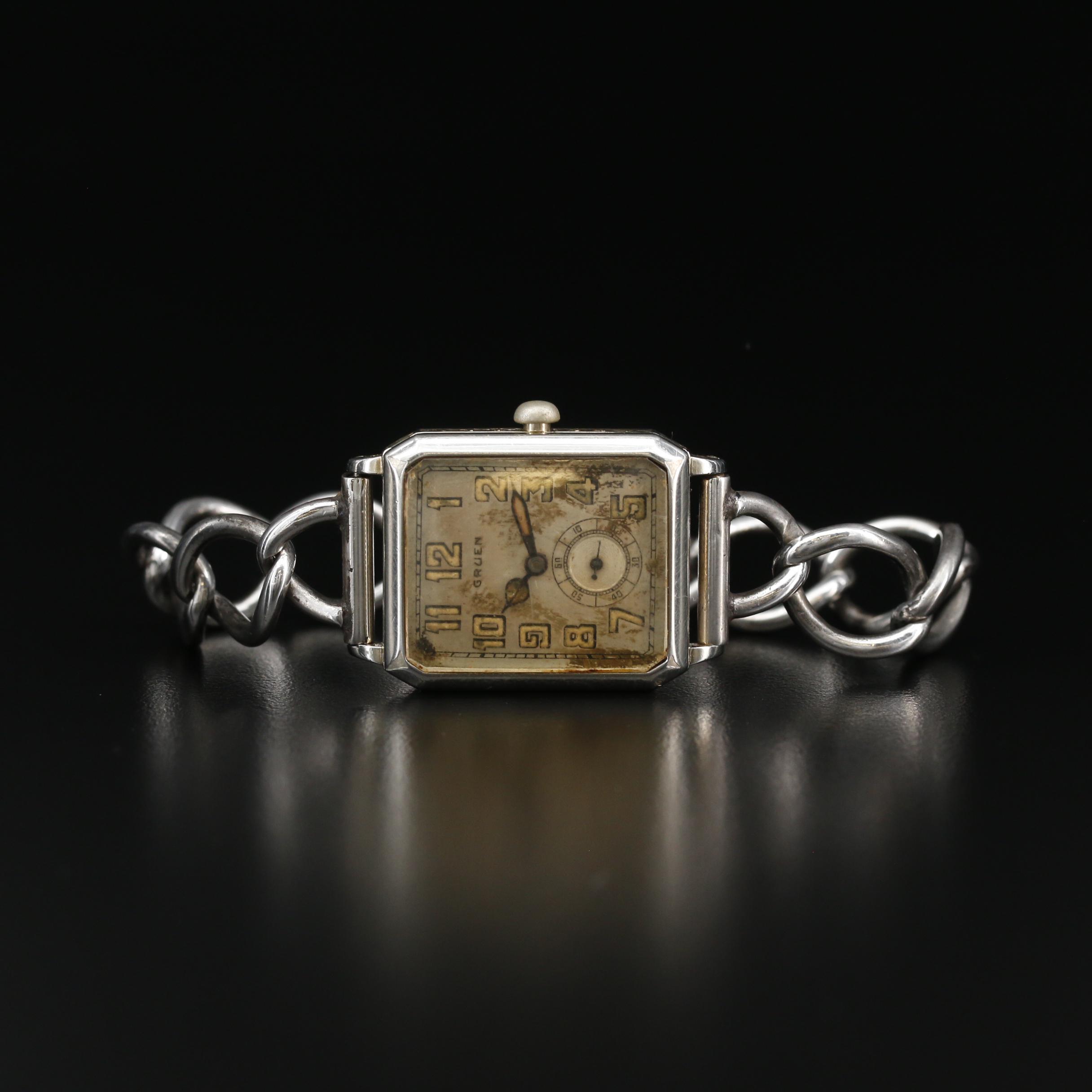1920s Gruen Guild Gold Filled and Sterling Silver Watch