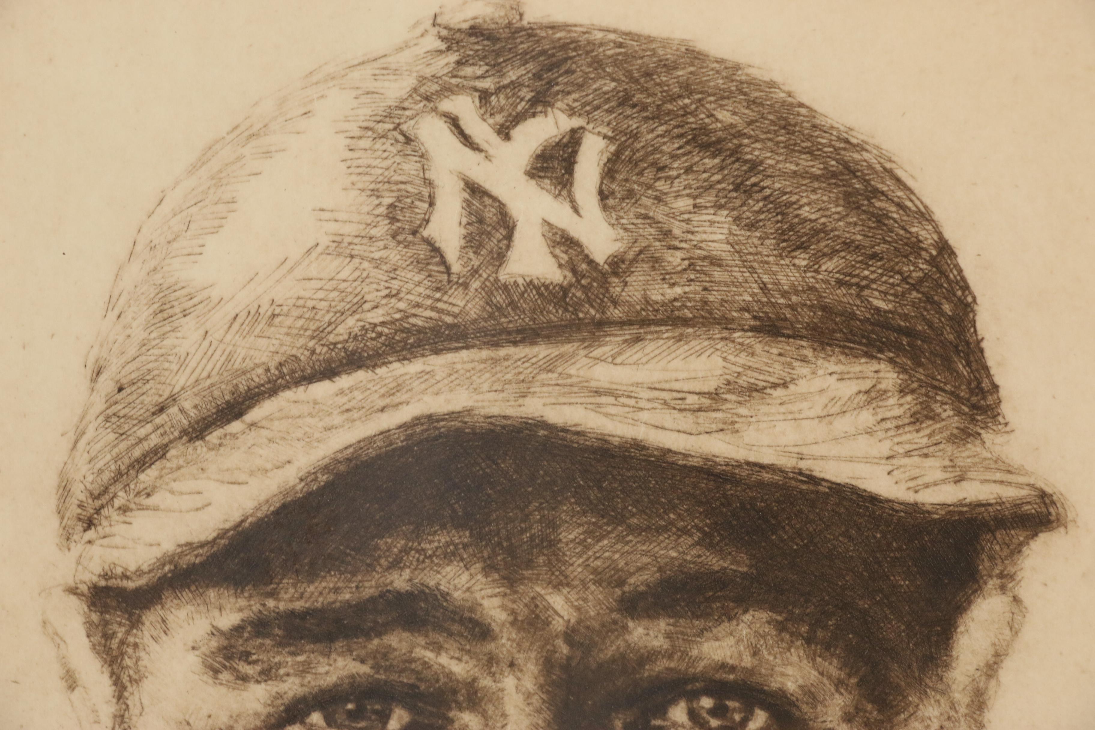 Kent Talmage Bowers Etchings"Lou Gehrig" and "Babe's Homerun", 1992