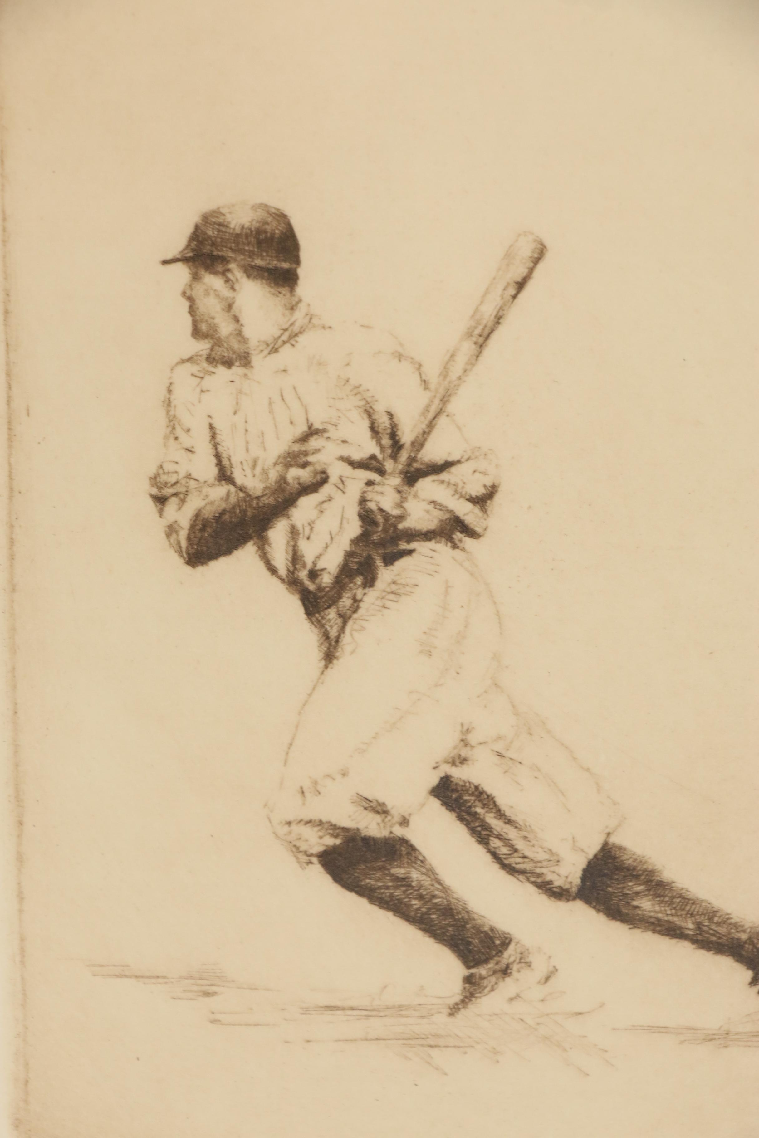 Kent Talmage Bowers Etchings"Lou Gehrig" and "Babe's Homerun", 1992