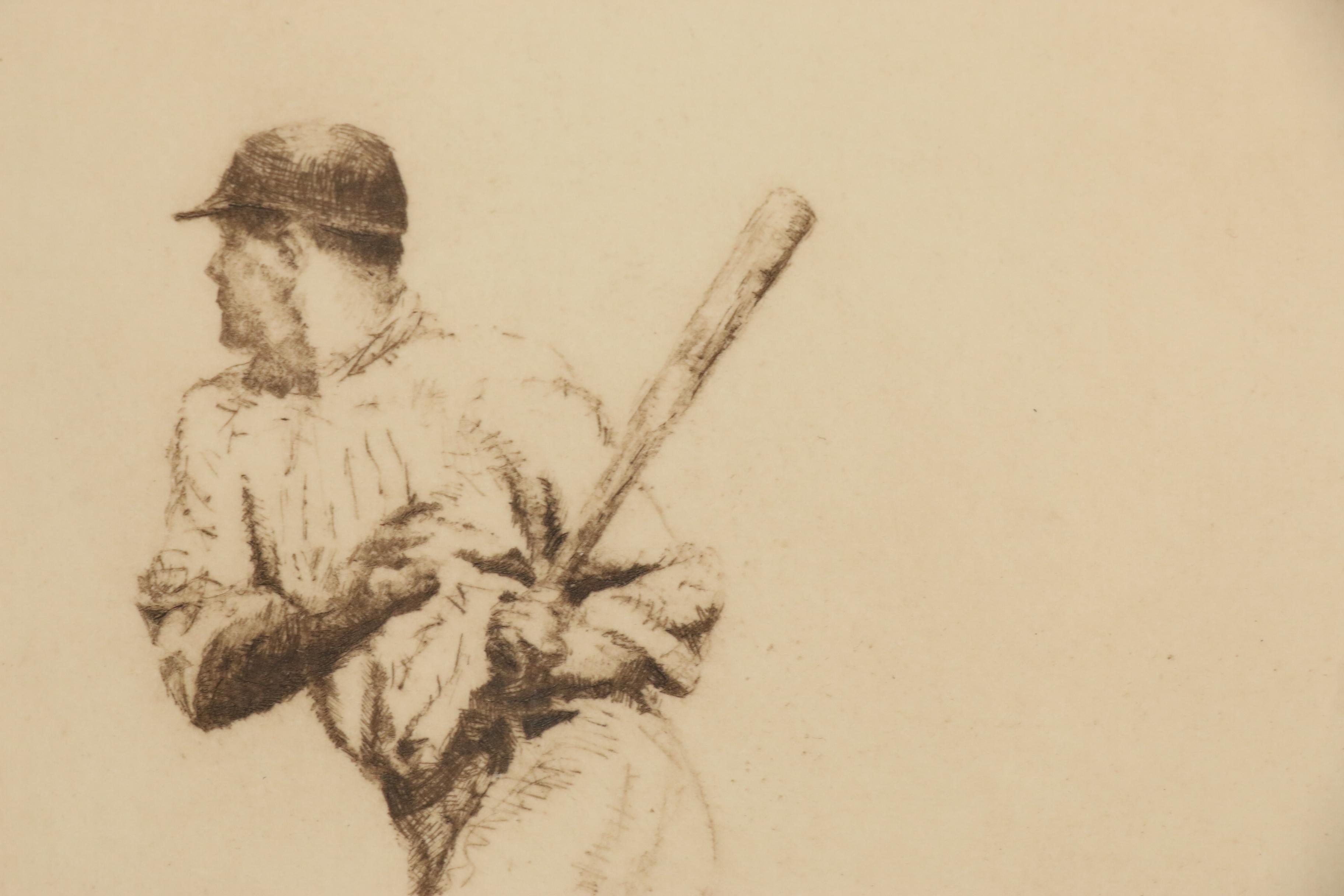 Kent Talmage Bowers Etchings"Lou Gehrig" and "Babe's Homerun", 1992