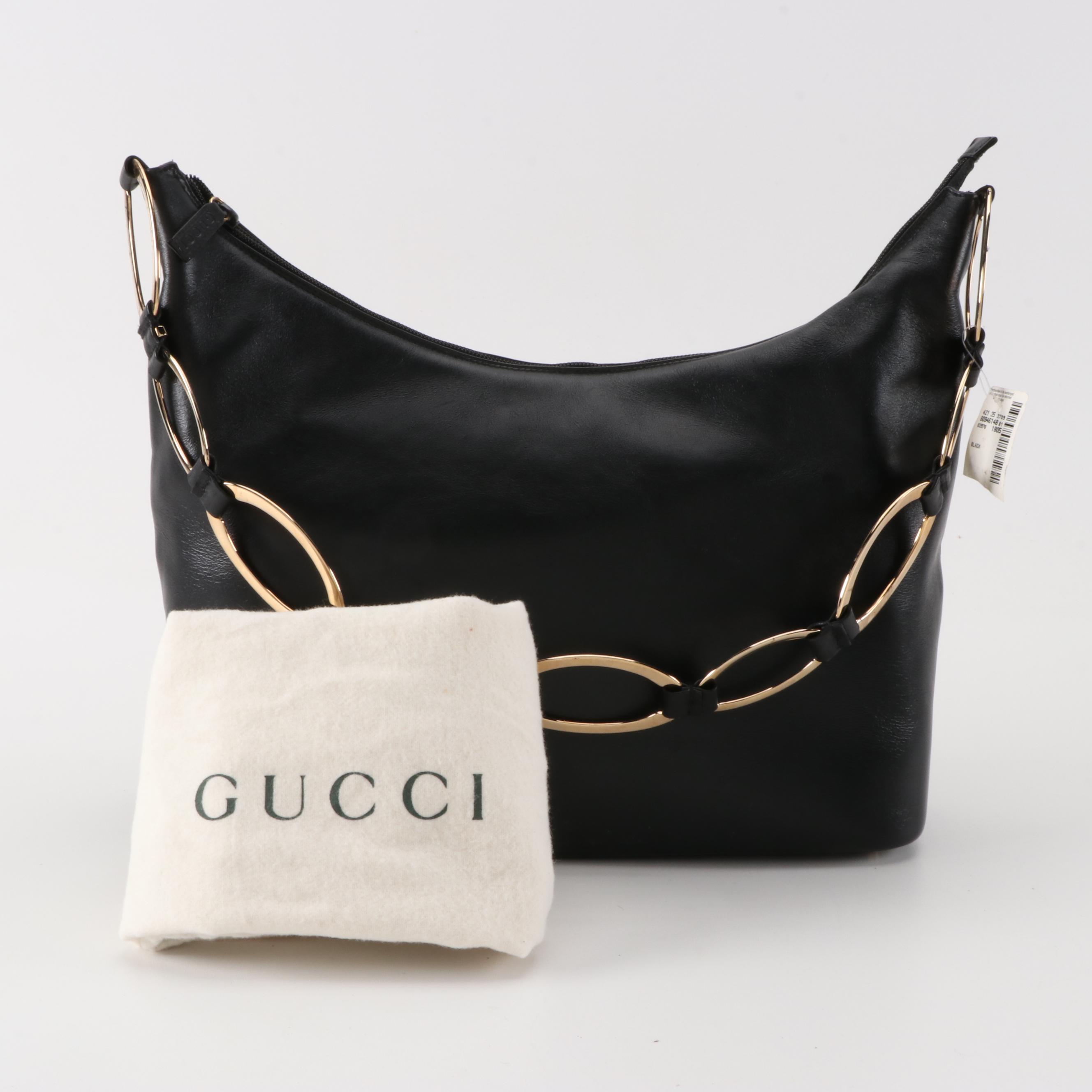 Gucci Heavy Chain Black Leather Shoulder Bag from Saks Fifth Avenue