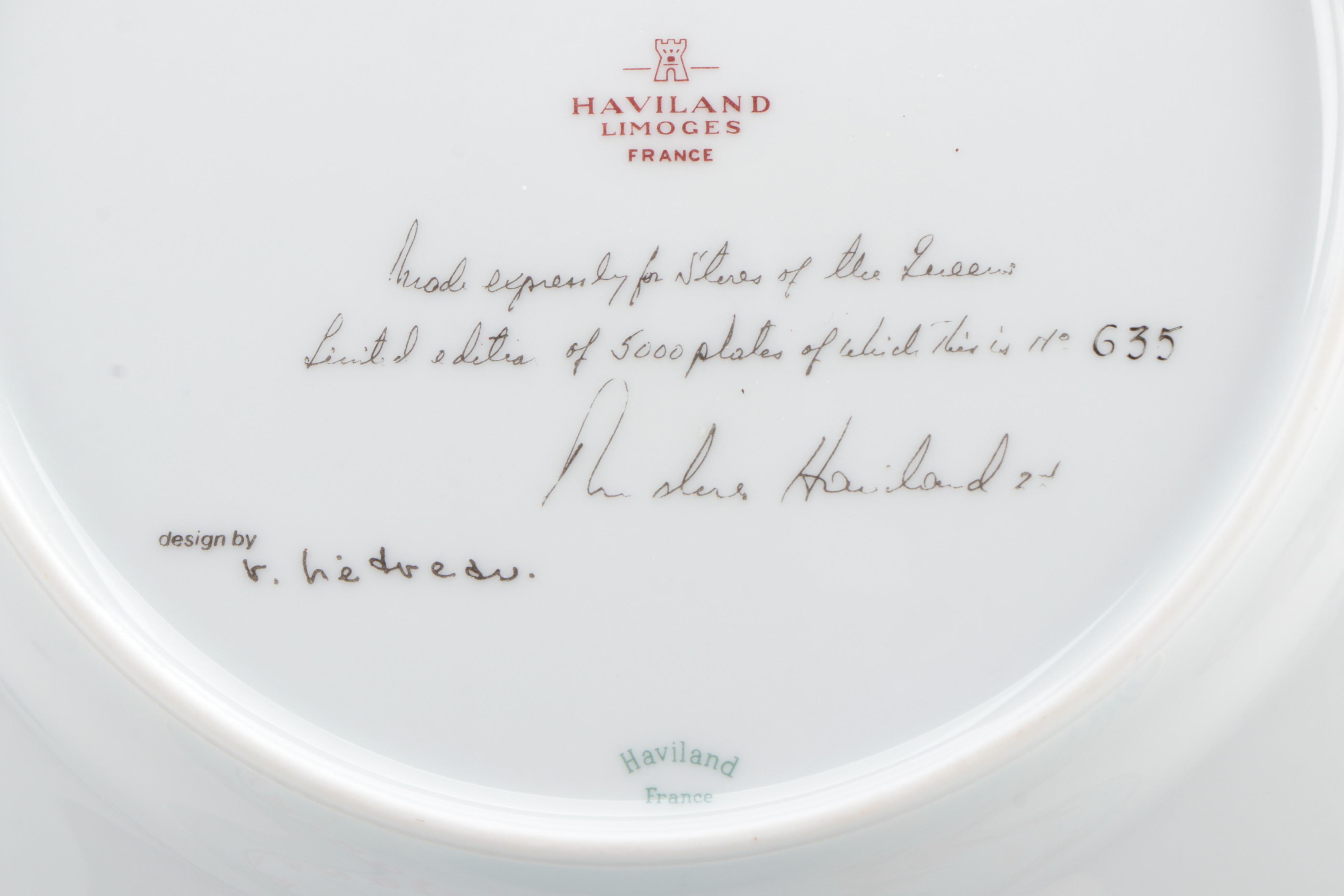 Haviland Limited Edition Porcelain Dinner Plates featuring the "Normandie"