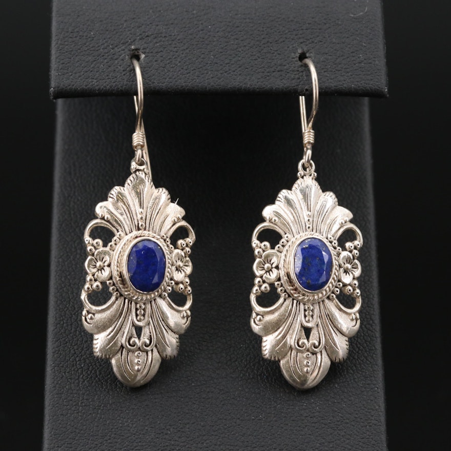 Sterling Silver Lapis Lazuli Dangle Earrings