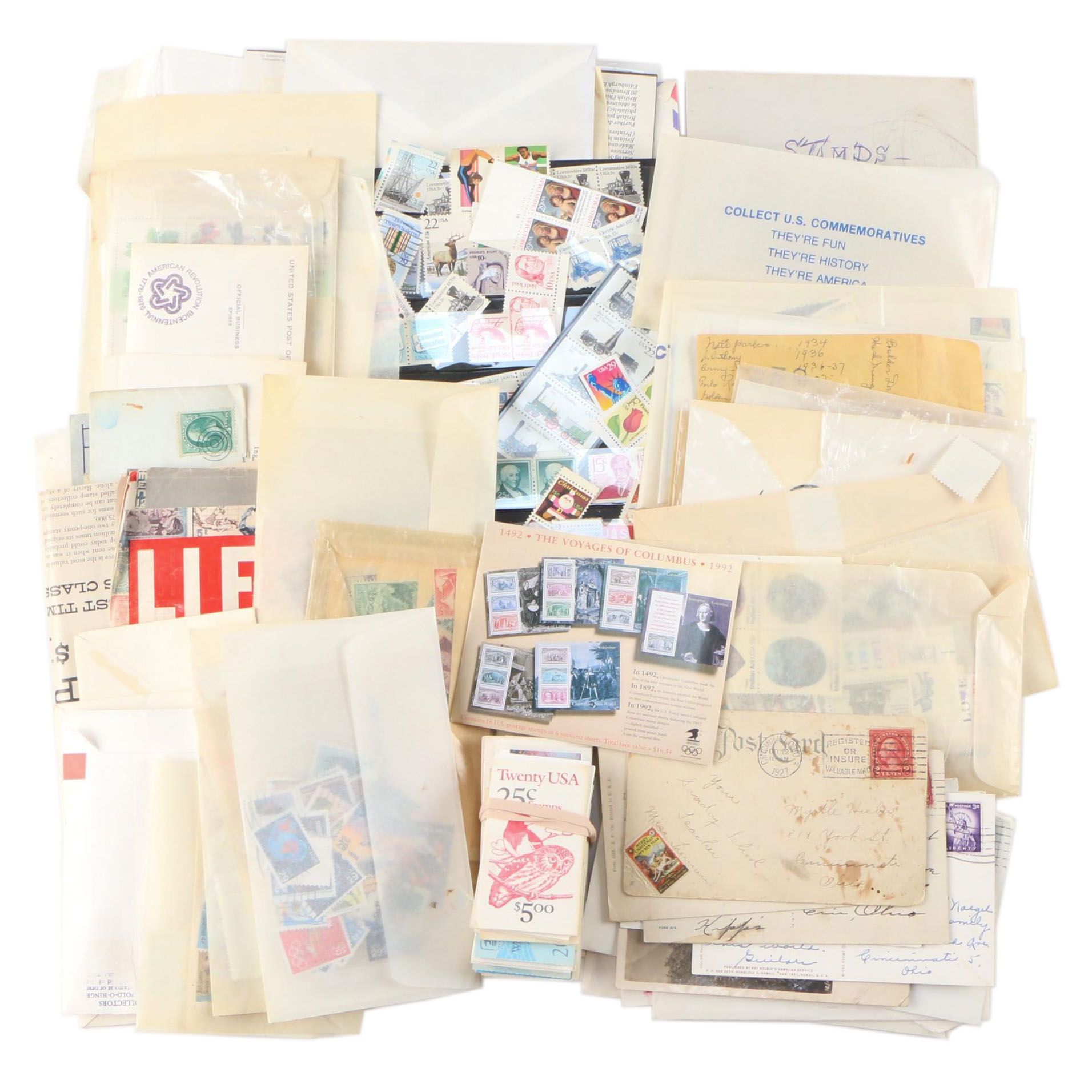Collection of Vintage and Modern US Postage Stamps