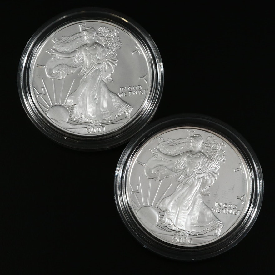 2006-W and 2007-W Proof Silver Eagle Dollars