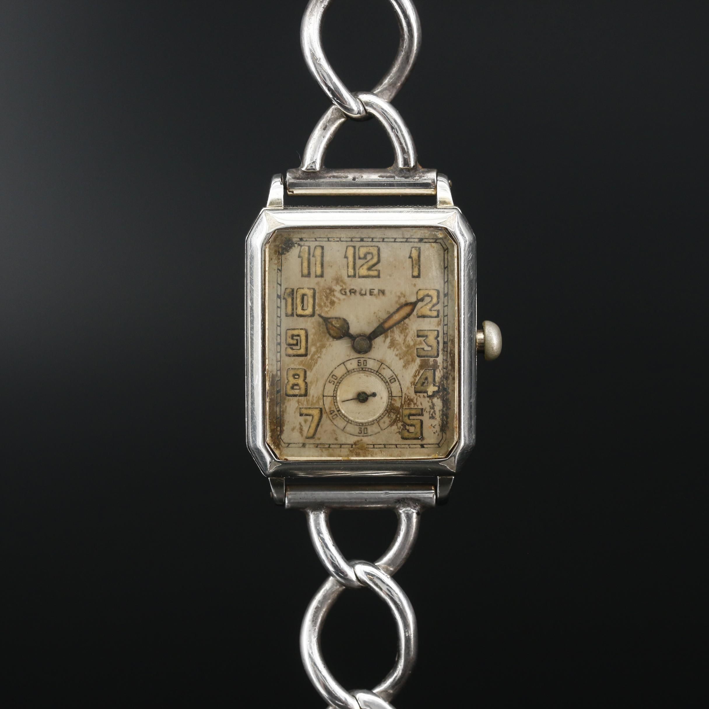1920s Gruen Guild Gold Filled and Sterling Silver Watch