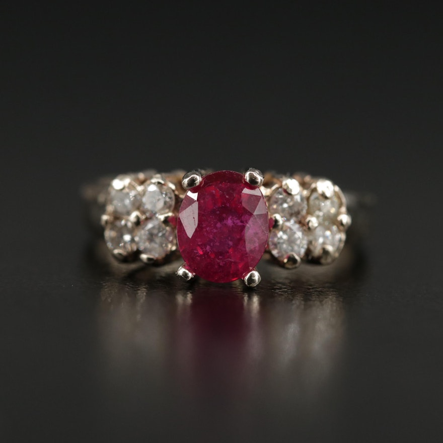 14K Corundum and Diamond Ring