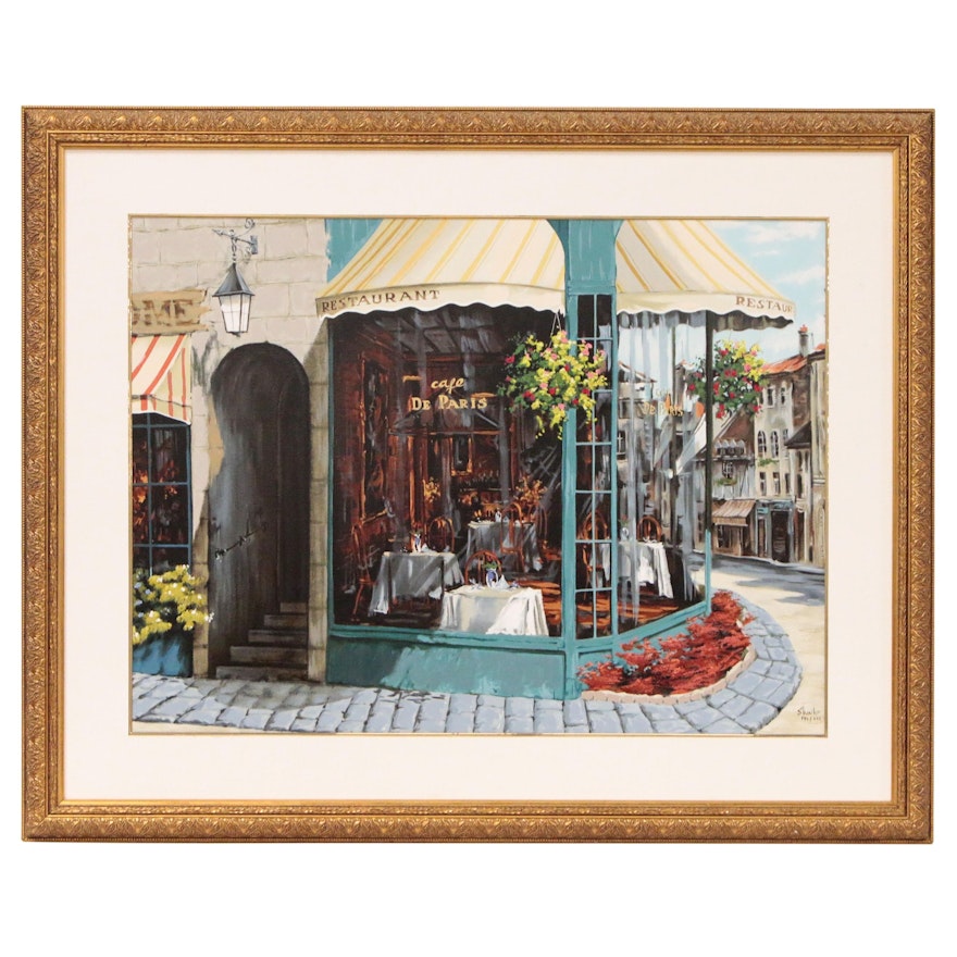 Viktor Shvaiko Embellished Serigraph "Cafe de Paris"