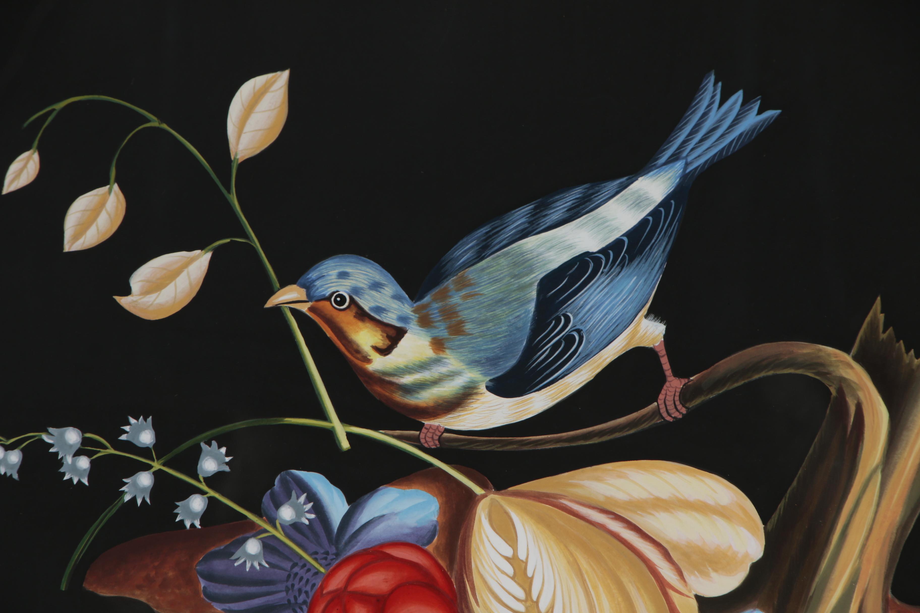 Gouache Still Life Paintings with Birds, 20th Century