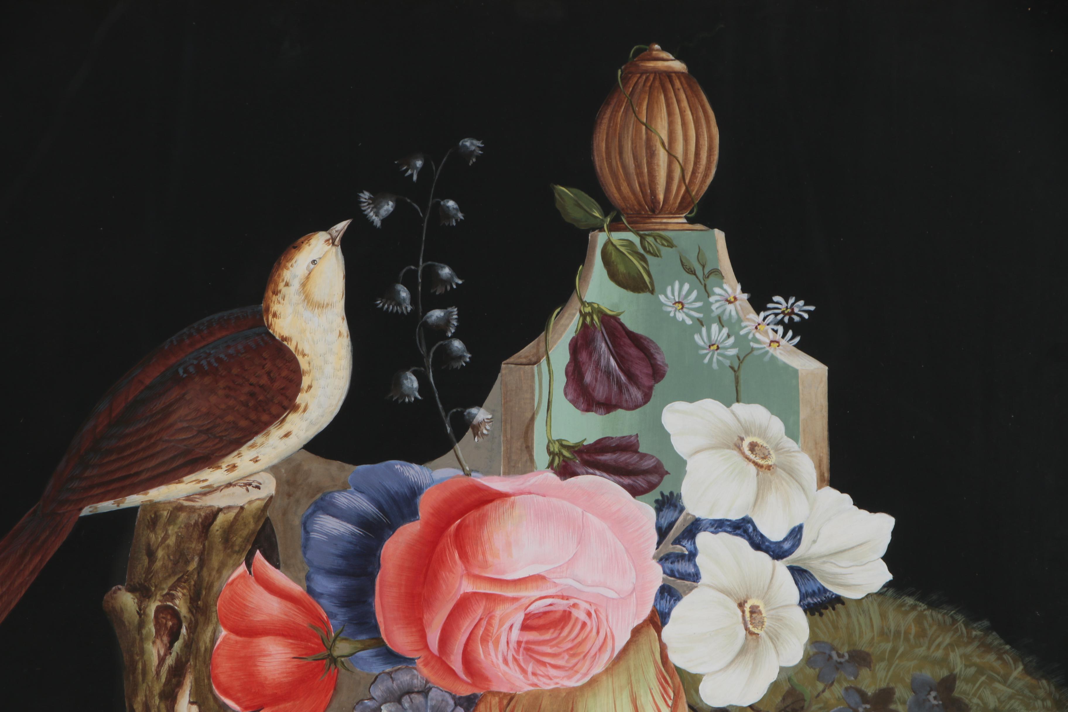 Gouache Still Life Paintings with Birds, 20th Century