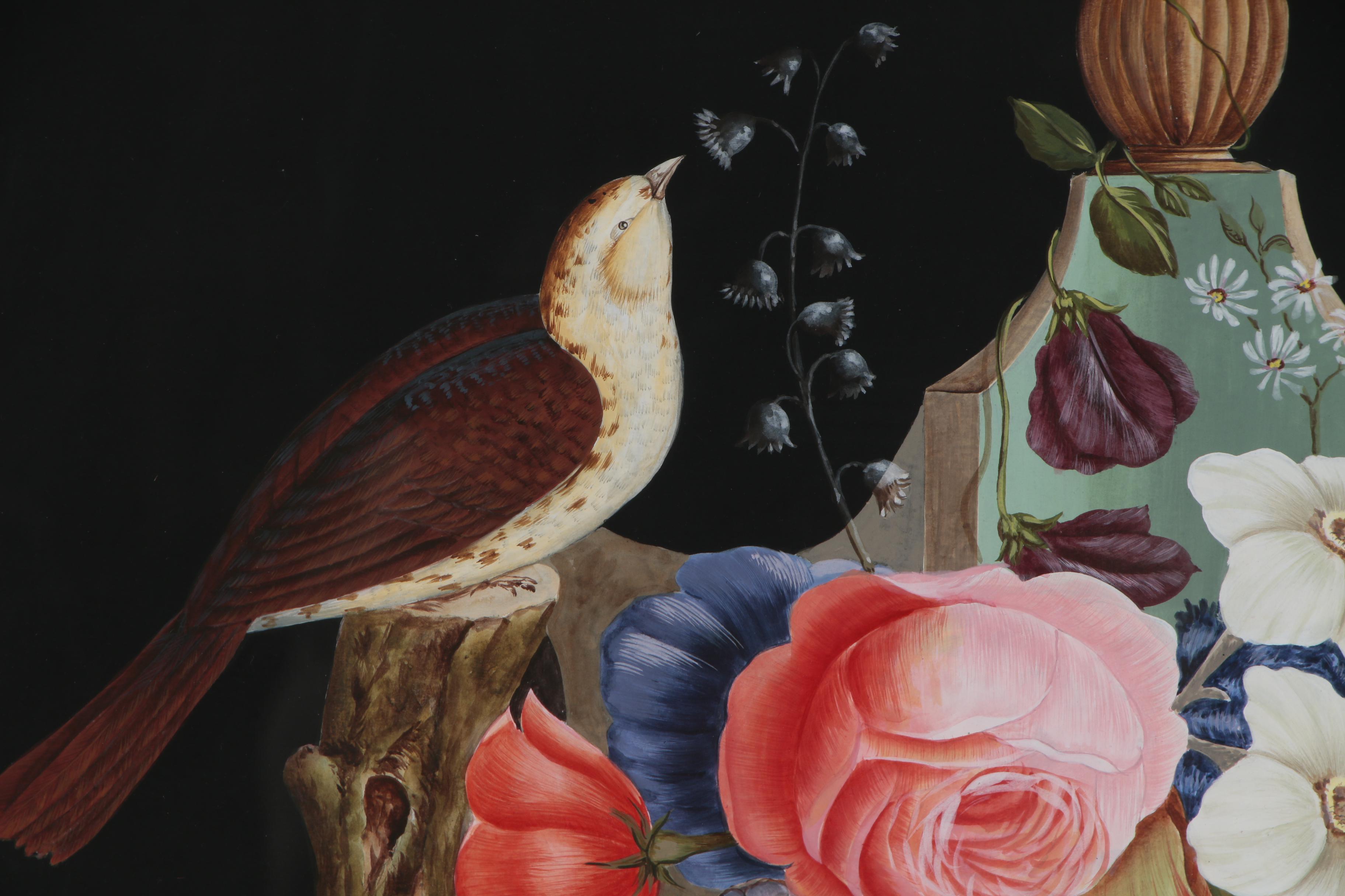 Gouache Still Life Paintings with Birds, 20th Century