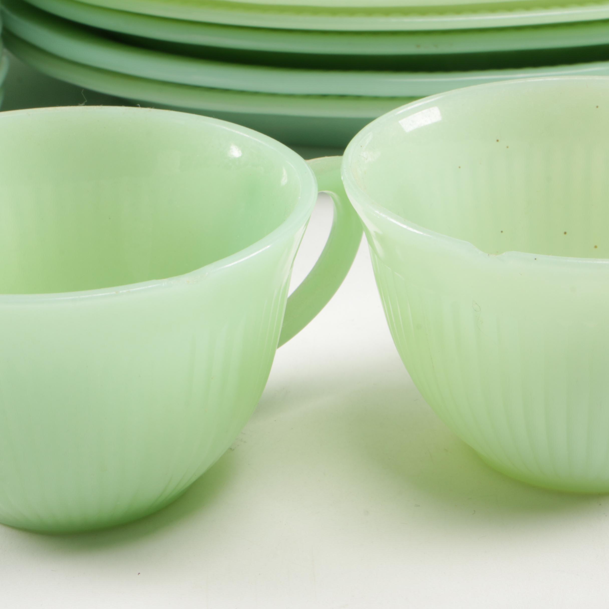 Anchor Hocking Fire-King "Jane Ray Jadeite" Glass Dinnerware