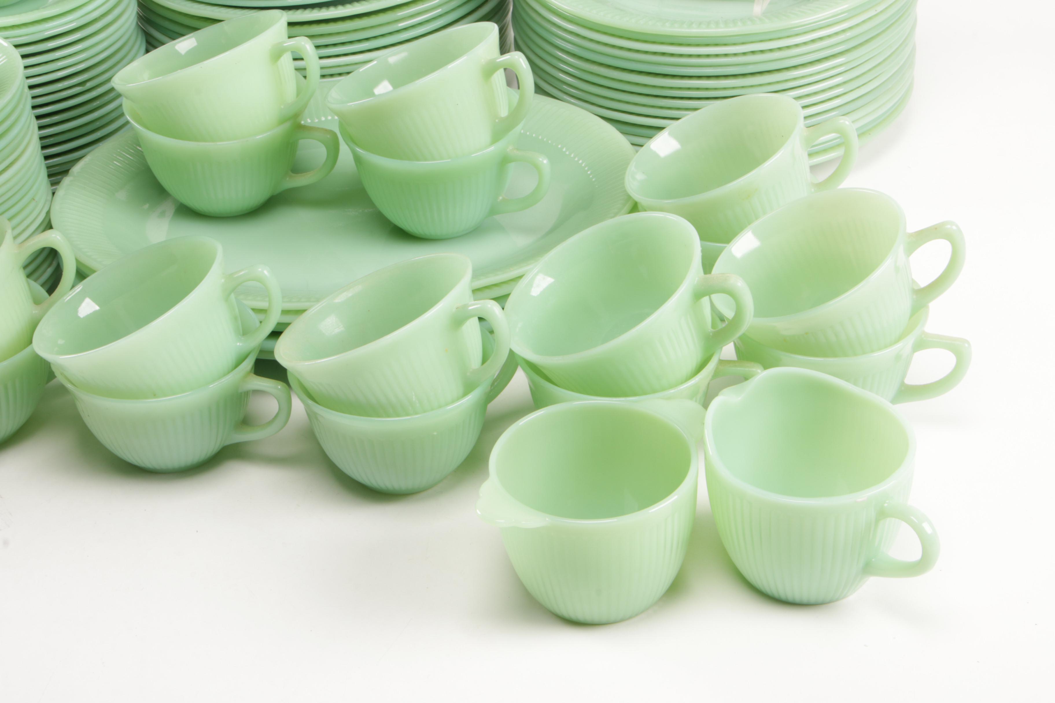 Anchor Hocking Fire-King "Jane Ray Jadeite" Glass Dinnerware