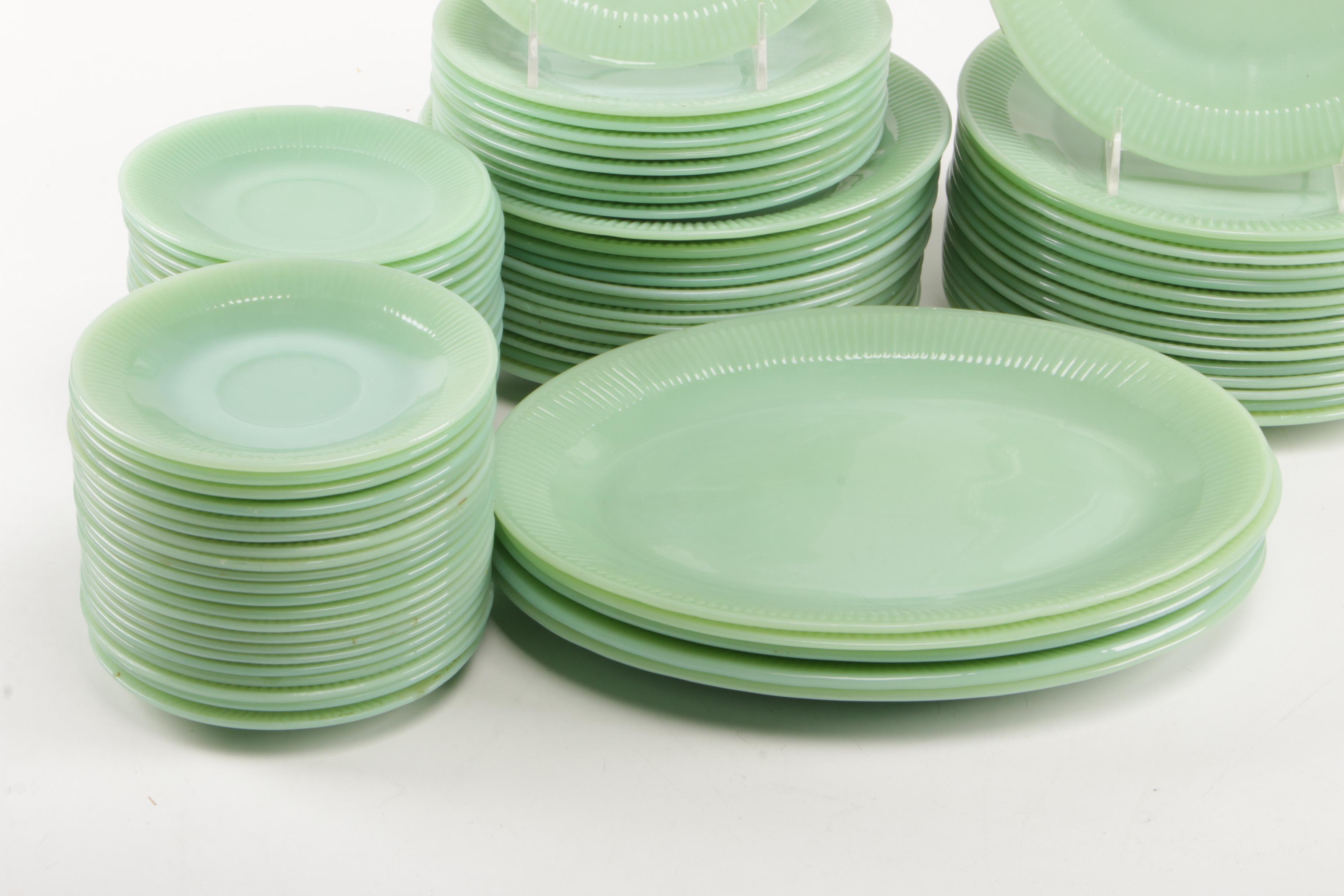 Anchor Hocking Fire-King "Jane Ray Jadeite" Glass Dinnerware