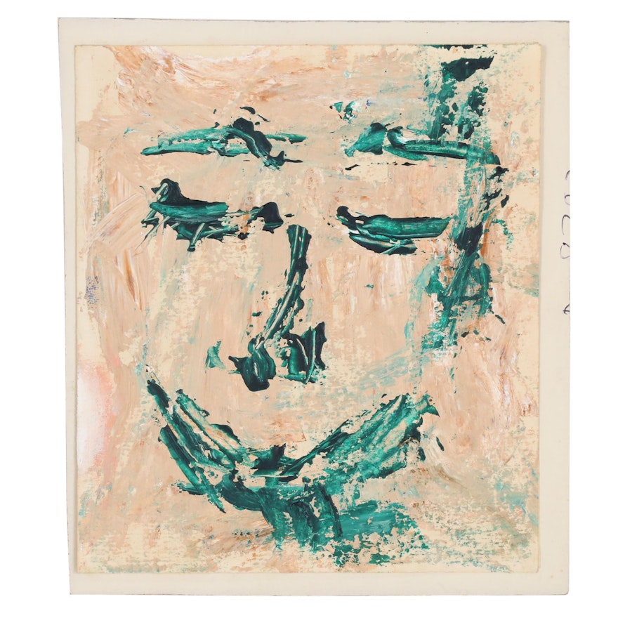 Merle Rosen Abstract Acrylic Portrait, Late 20th Century