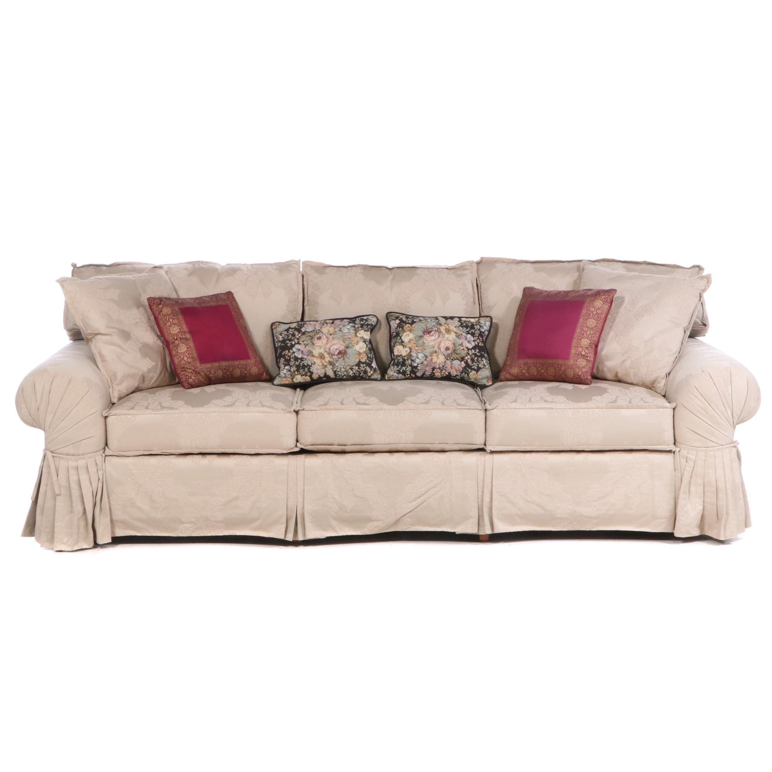 Henredon "Schoonbeck Collection" Damask Roll-Arm Sofa