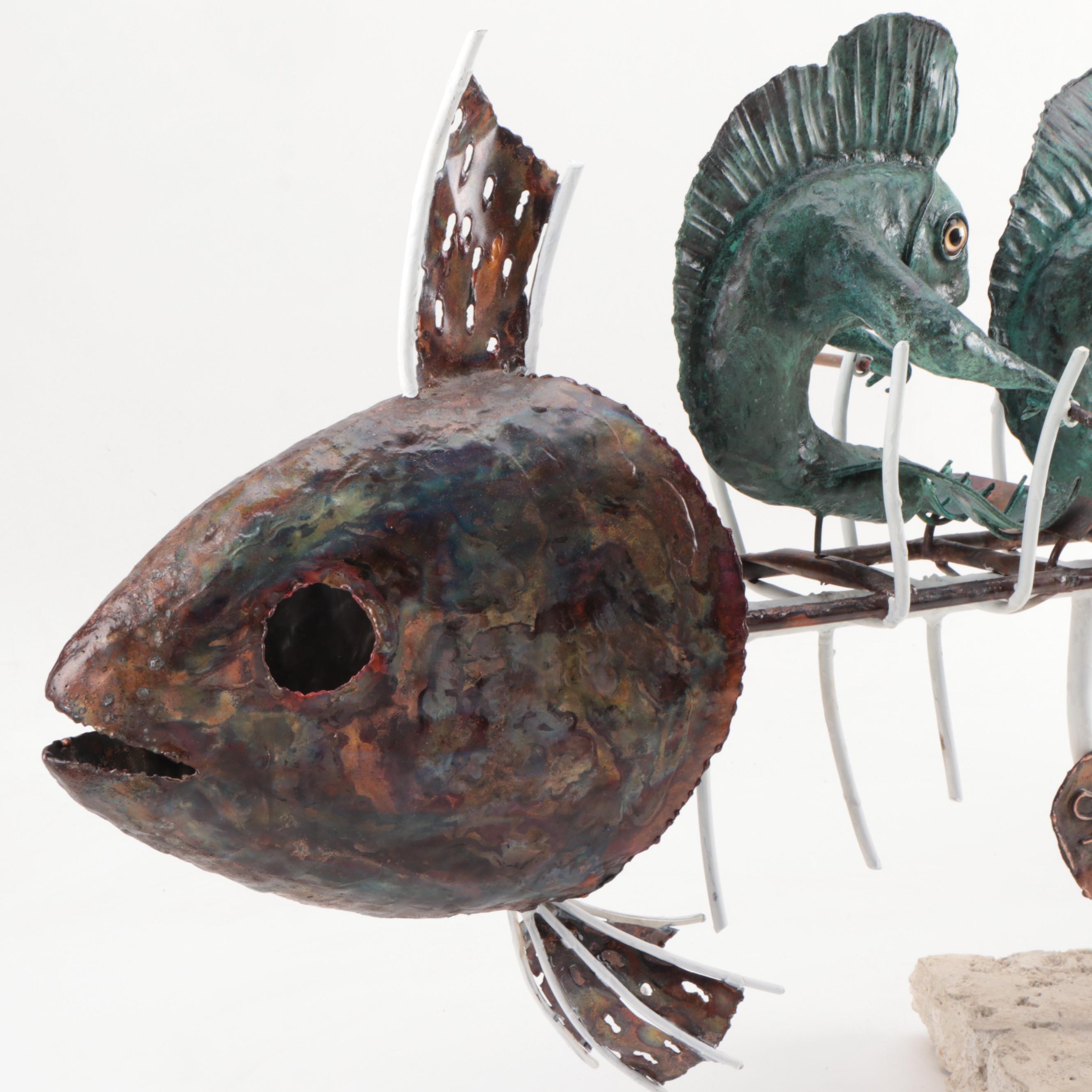 Ron Lemoine Welded Copper Sculpture "Skeleton Crew"