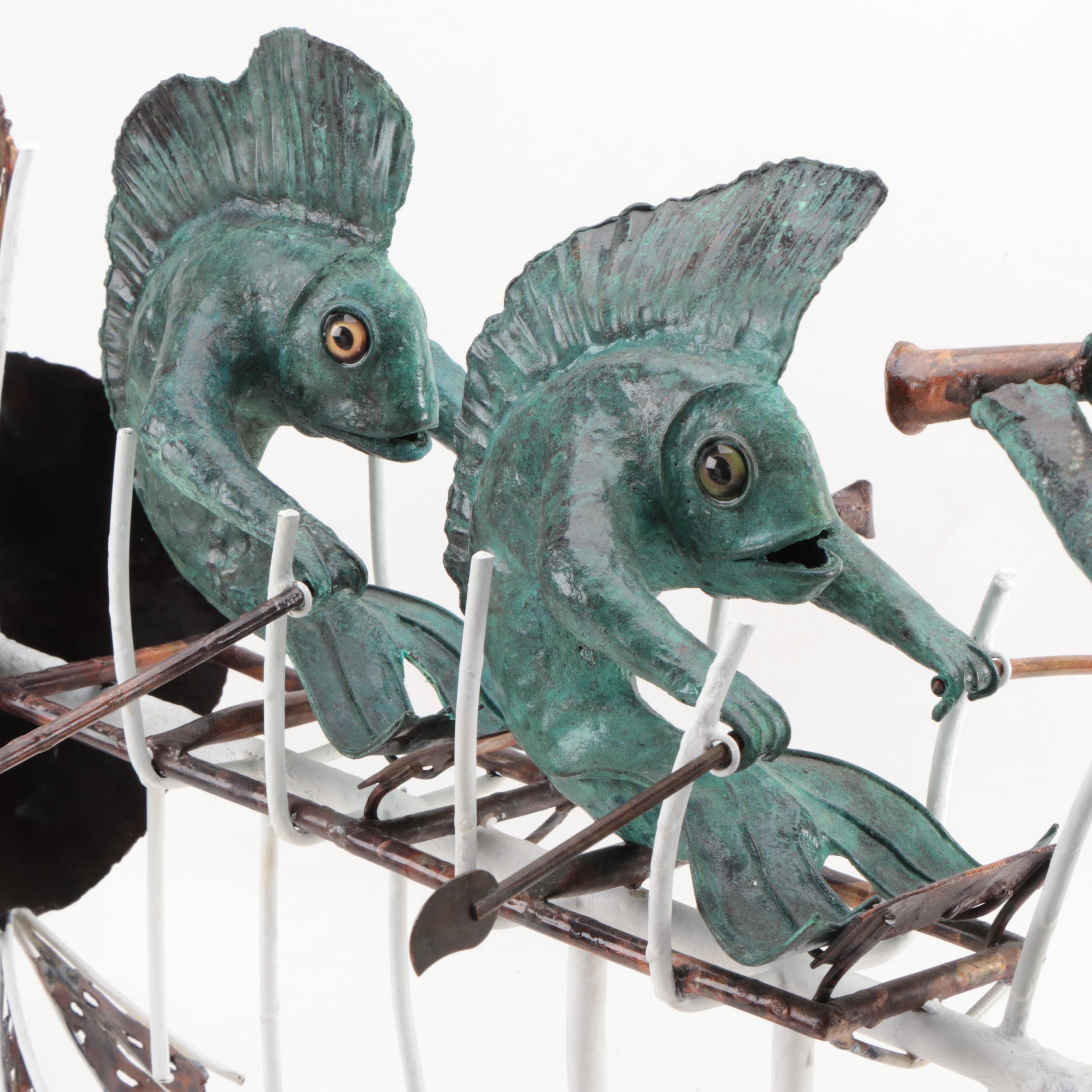 Ron Lemoine Welded Copper Sculpture "Skeleton Crew"