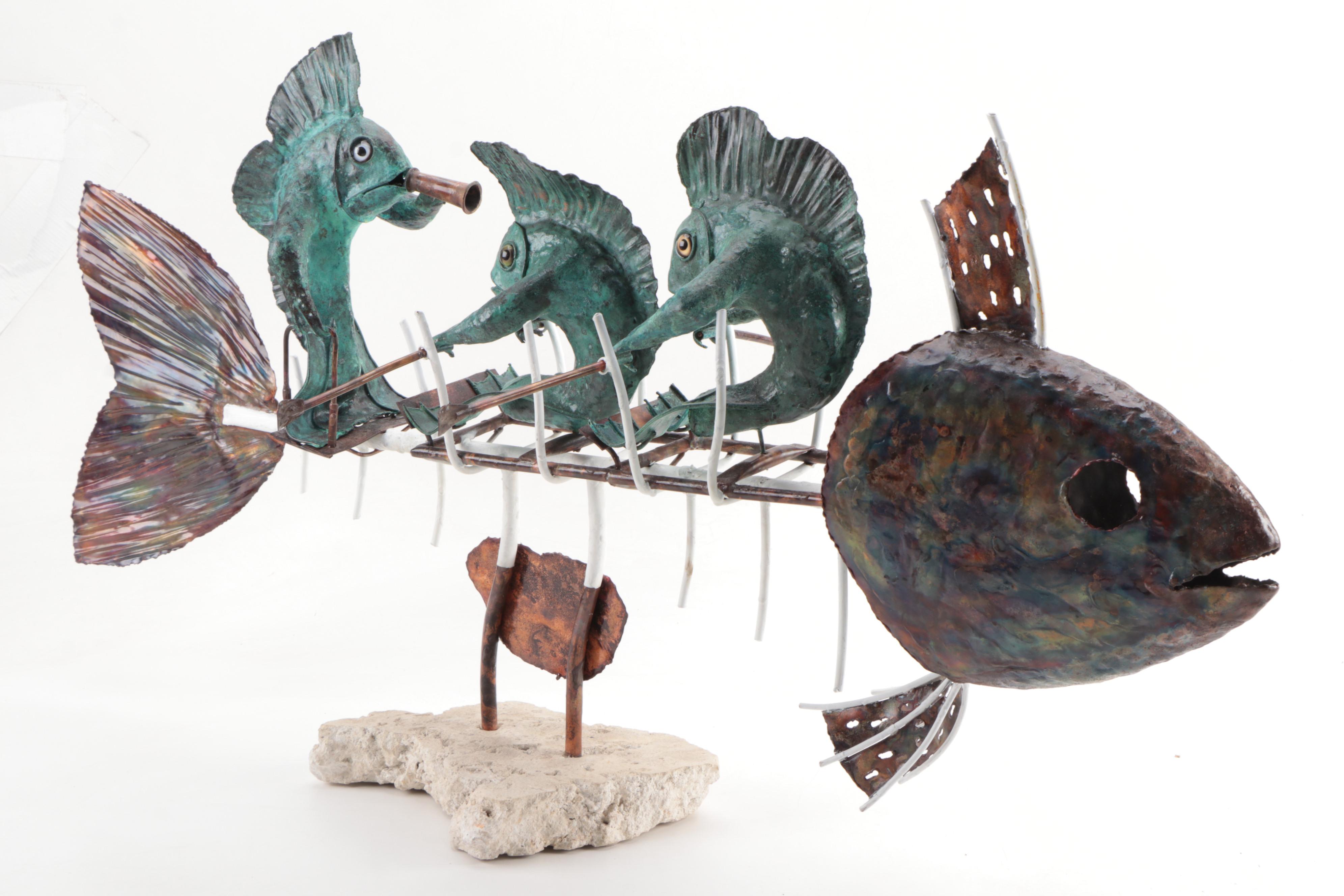 Ron Lemoine Welded Copper Sculpture "Skeleton Crew"