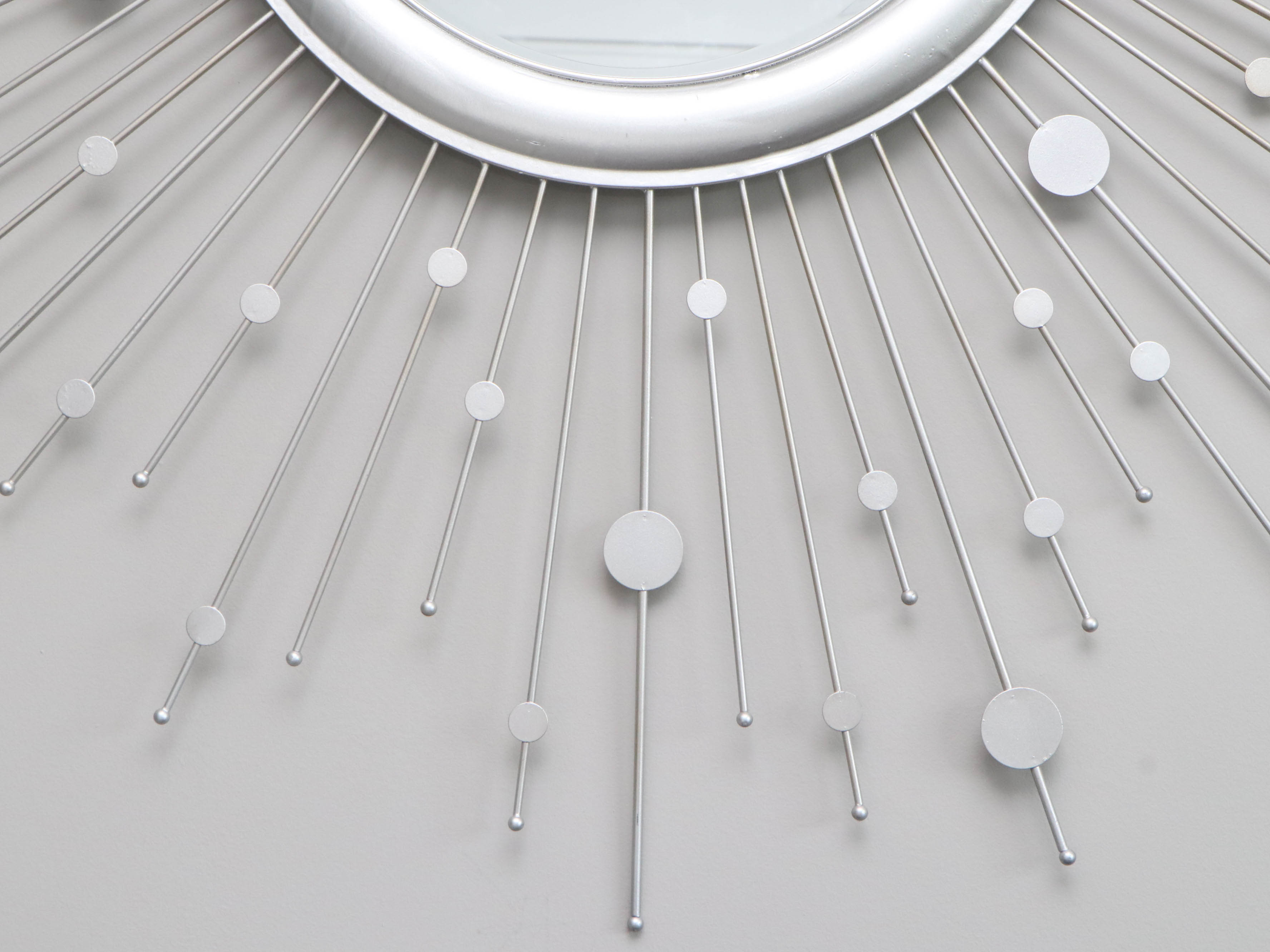 Brushed Silver-Tone Metal Starburst Mirror