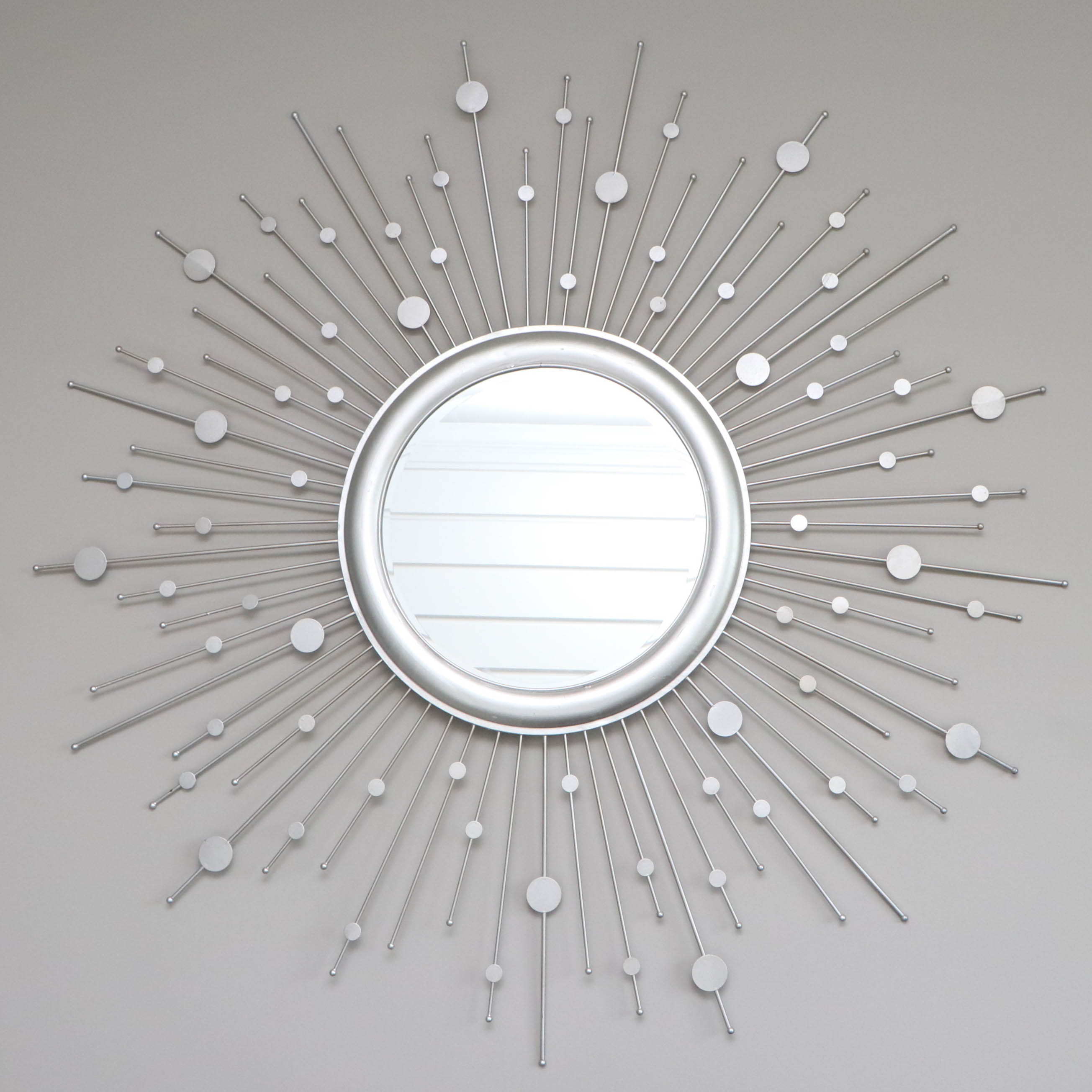 Brushed Silver-Tone Metal Starburst Mirror