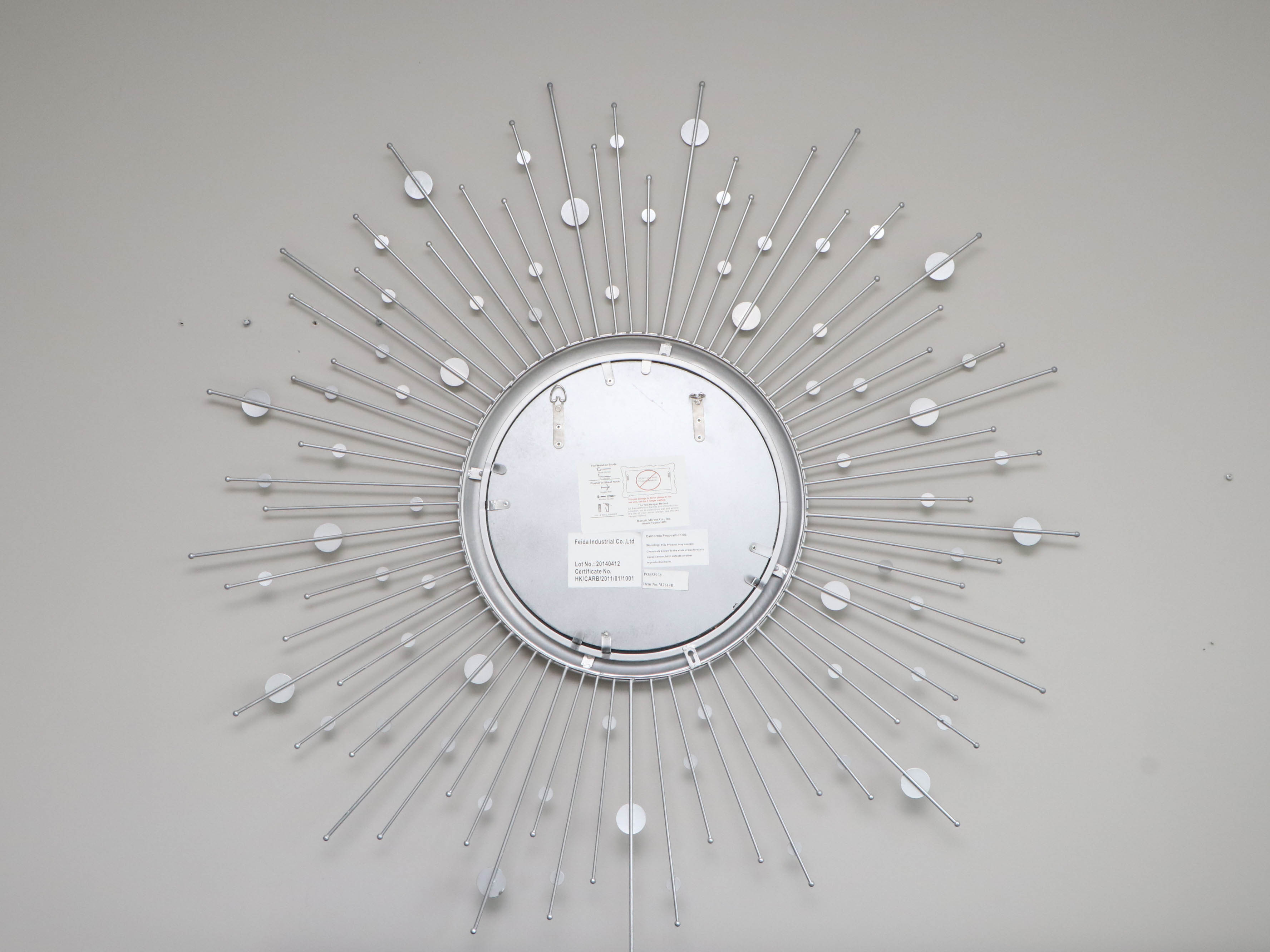Brushed Silver-Tone Metal Starburst Mirror