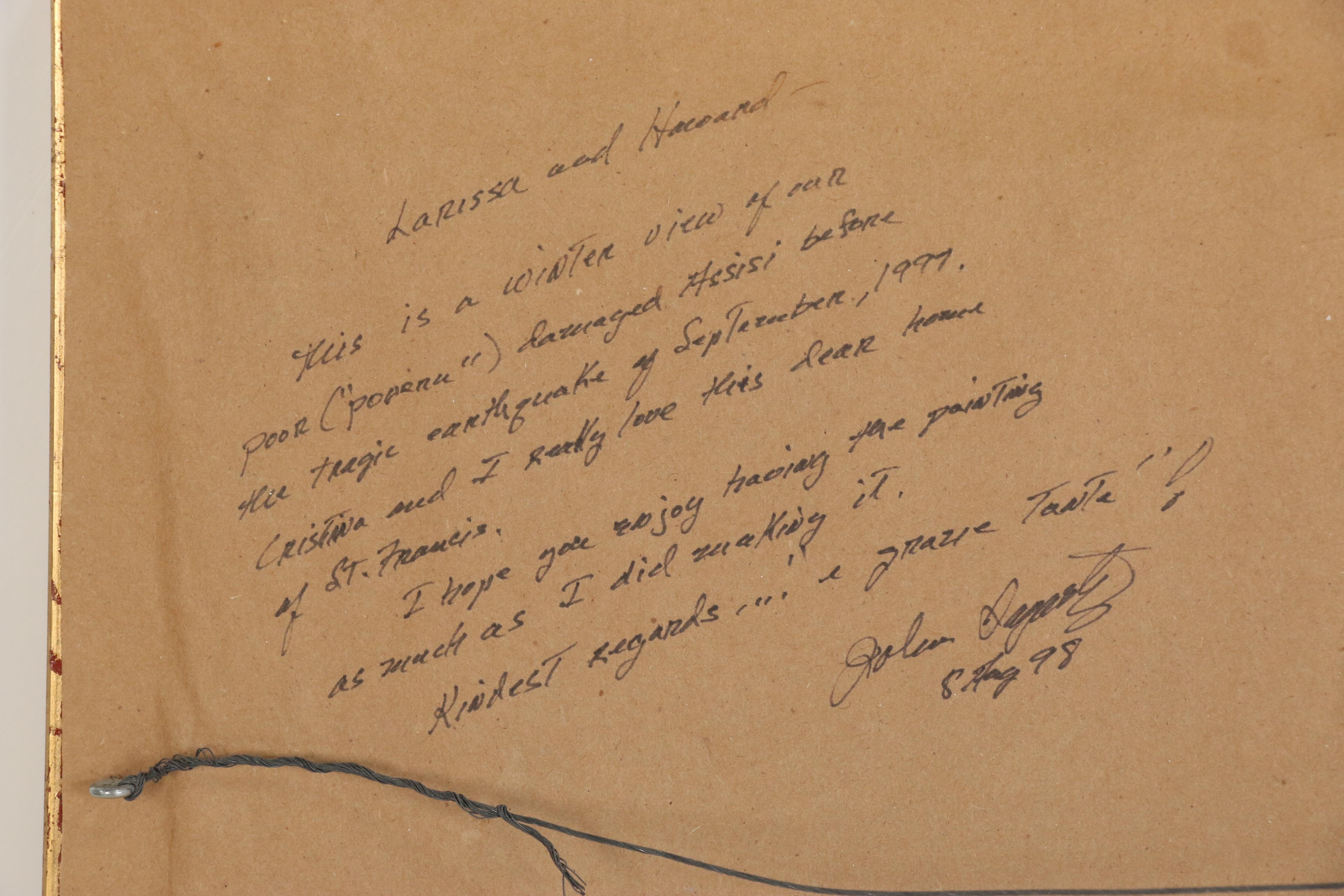 John Sagartz Pastel Drawing of Village Scene "Povera Assisi"