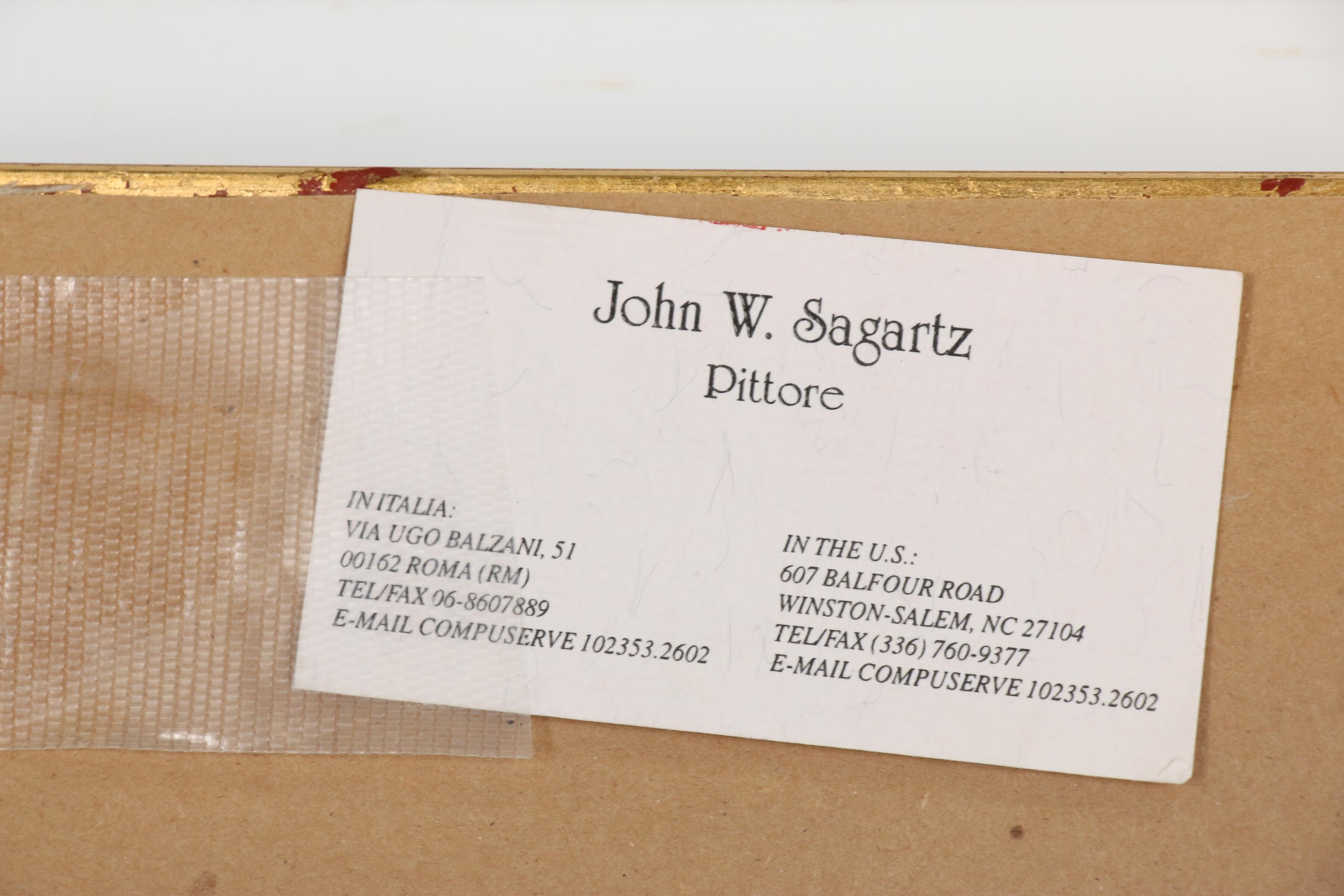 John Sagartz Pastel Drawing of Village Scene "Povera Assisi"