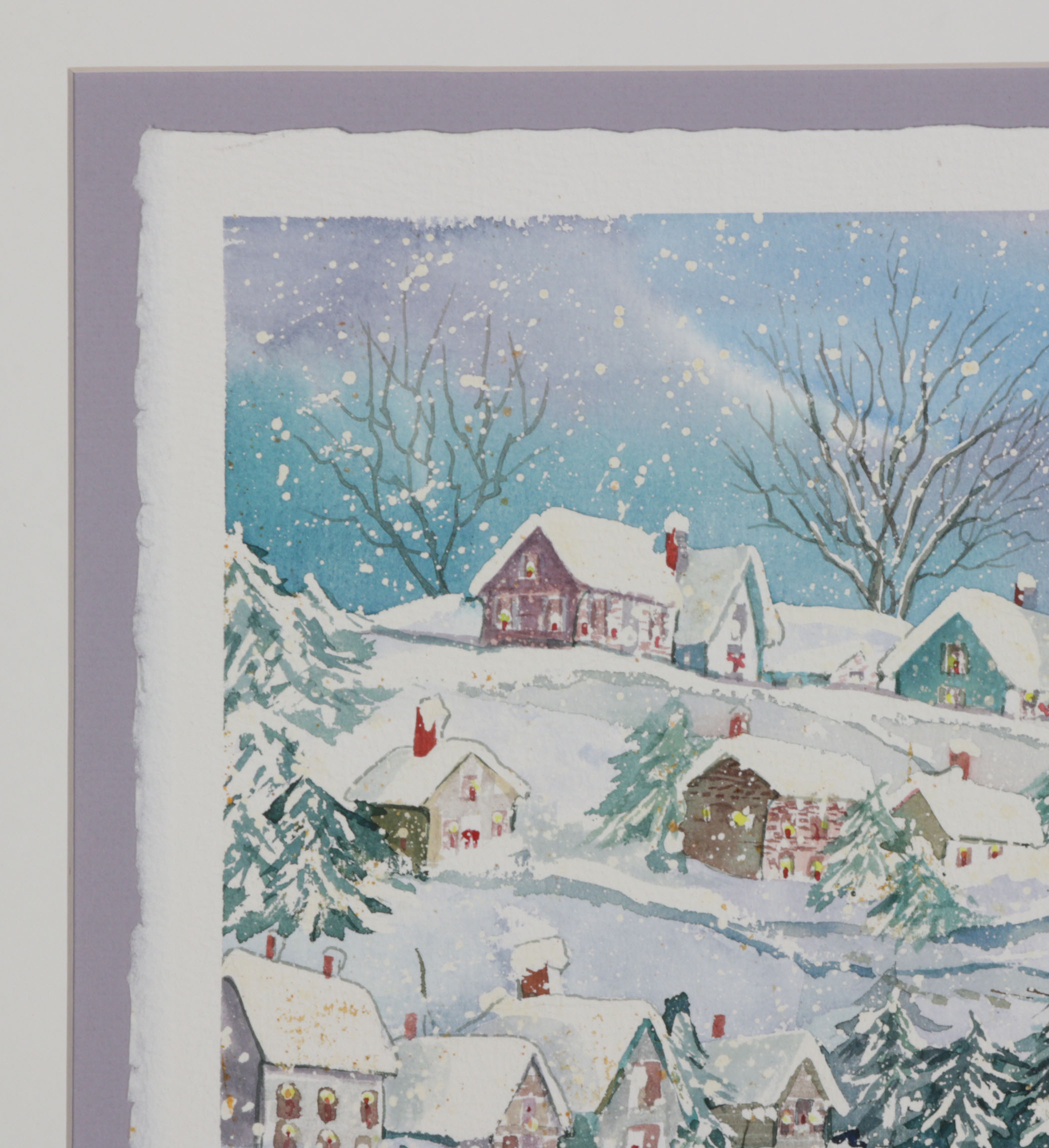 Wanda Prillaman Christmas Watercolor Painting with Greeting Cards, 1990