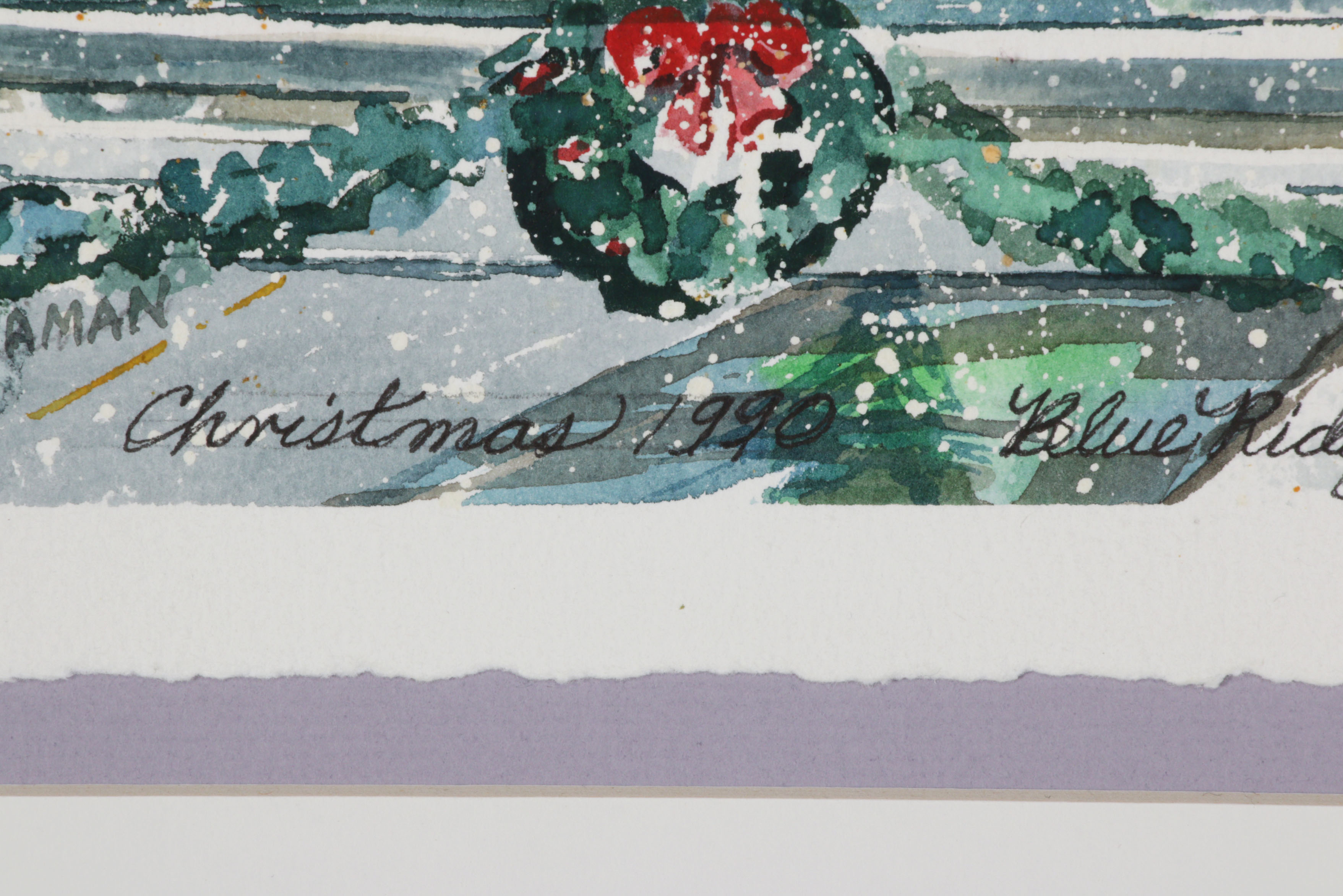 Wanda Prillaman Christmas Watercolor Painting with Greeting Cards, 1990