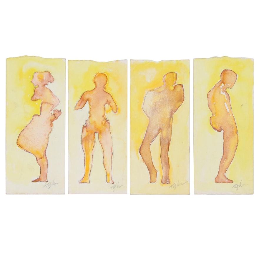 John Tuska Figural Watercolor Paintings of Silhouettes