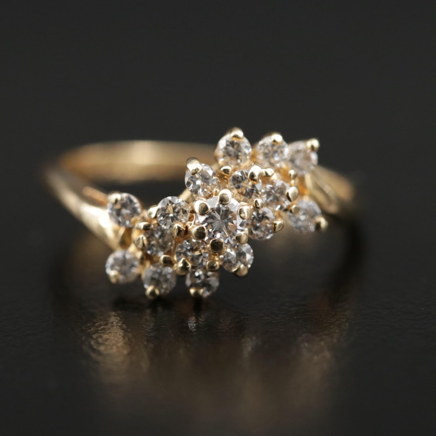 14K Diamond Cluster Ring