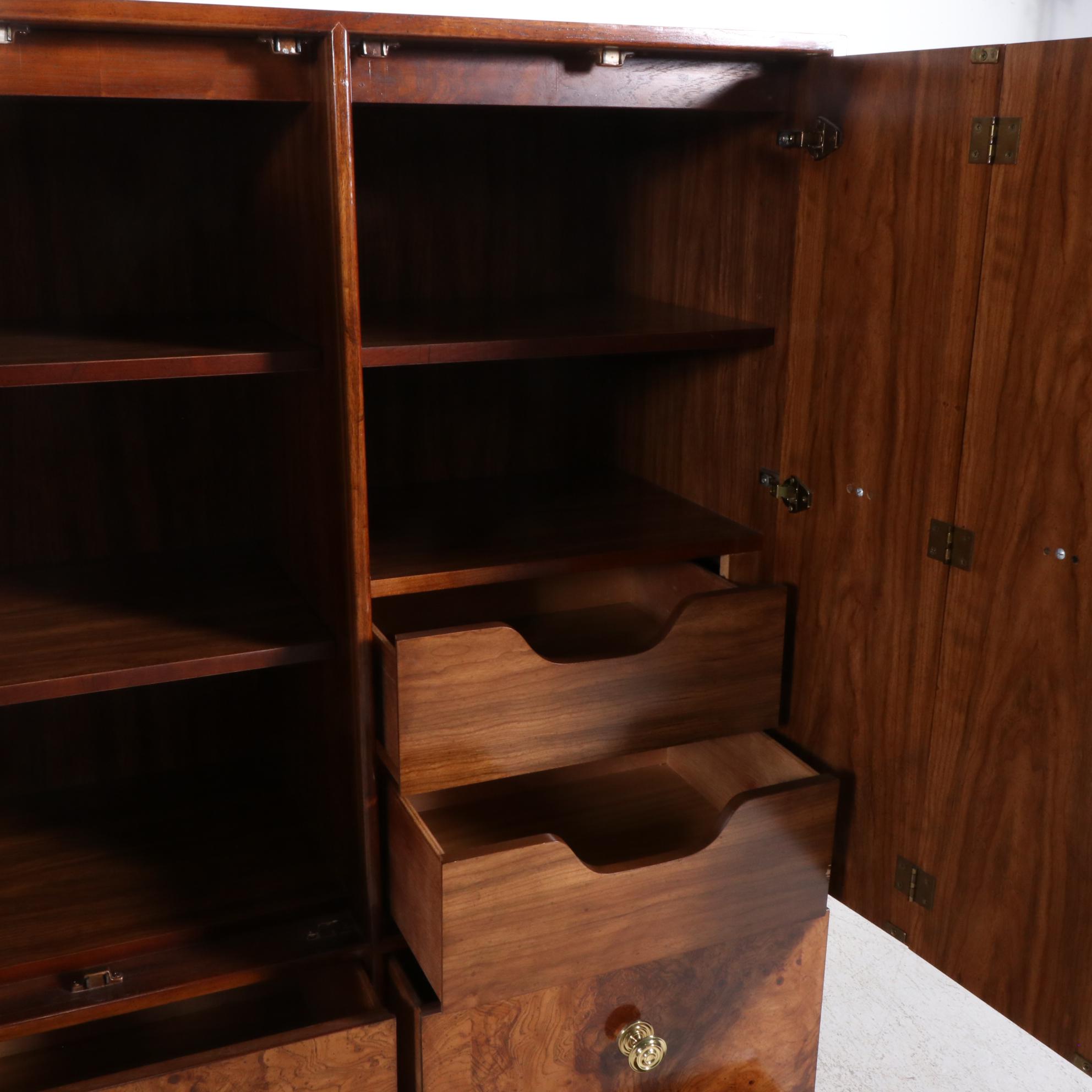 Drexel-Heritage Art Deco Style Maple and Burlwood Armoire, Mid to Late 20th C.