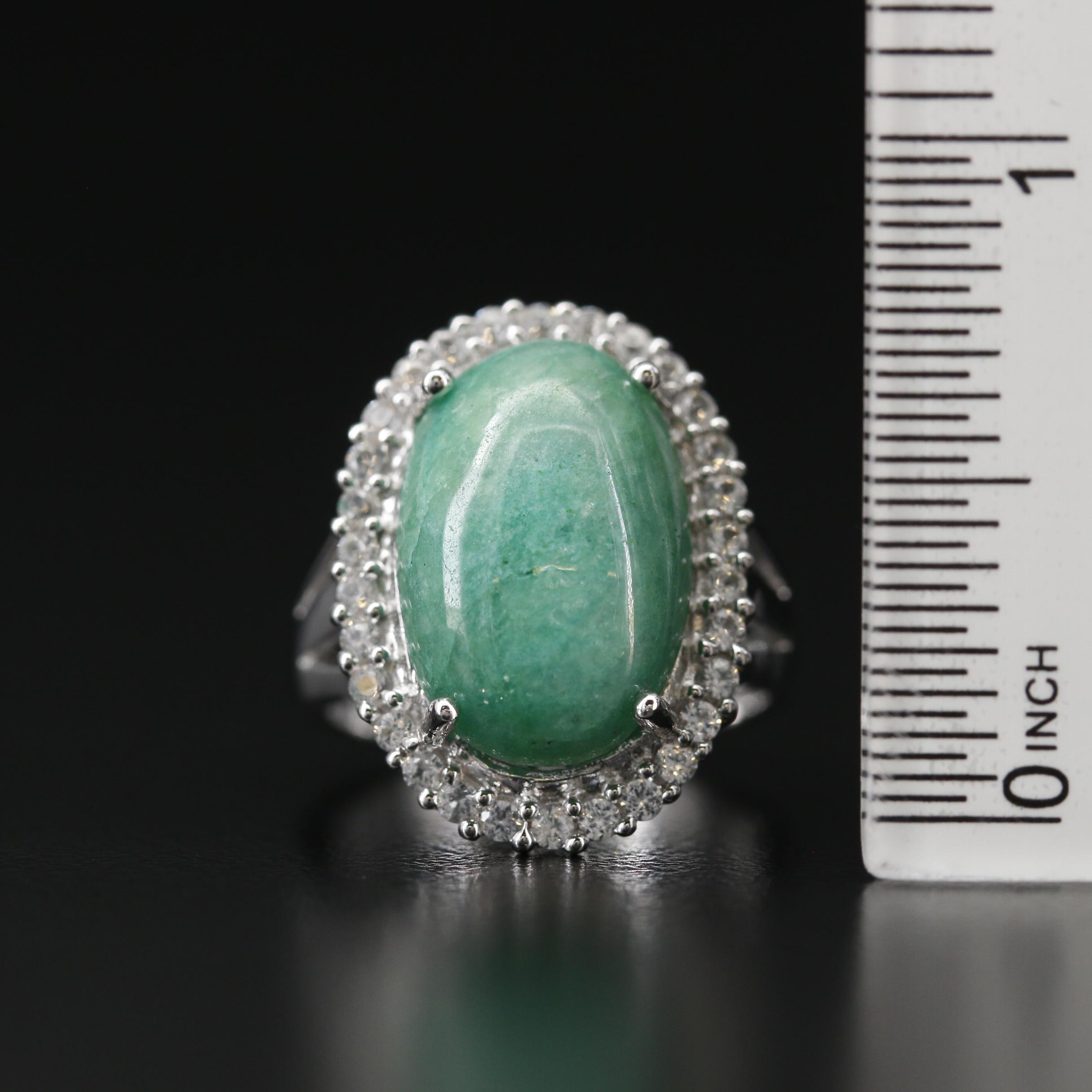 Sterling Silver Beryl and Sapphire Ring