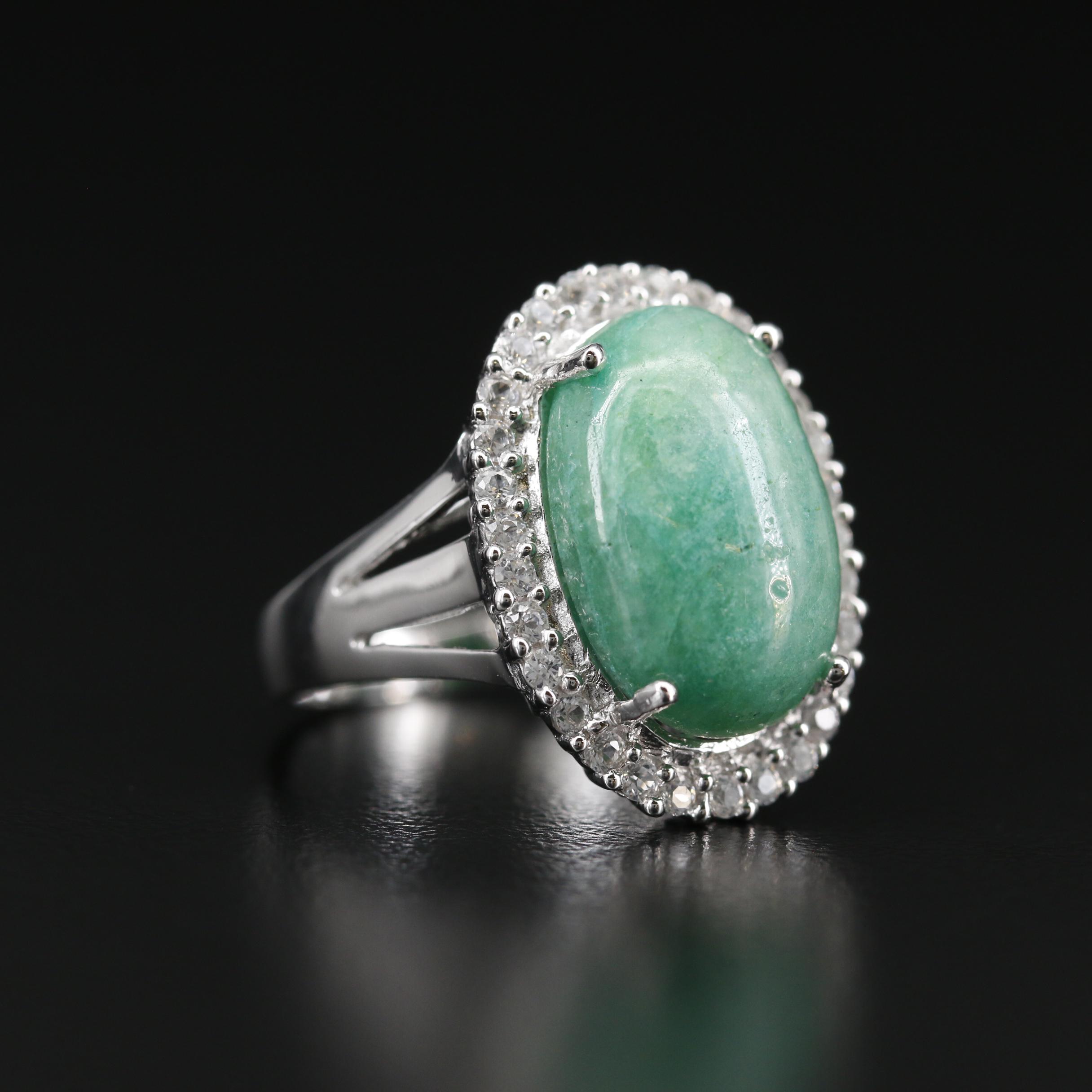 Sterling Silver Beryl and Sapphire Ring