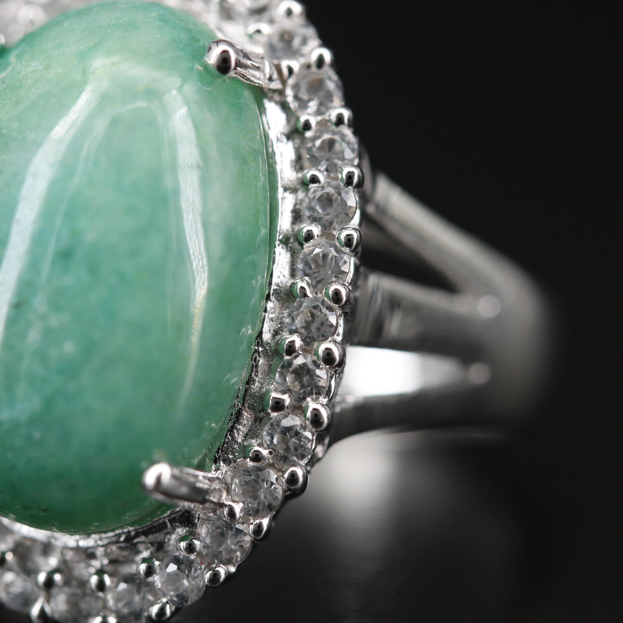 Sterling Silver Beryl and Sapphire Ring