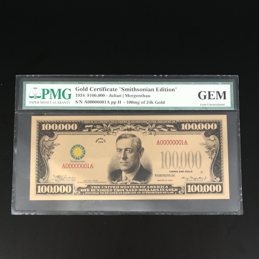 PMG Graded Gem Uncirculated "Smithsonian Edition" Gold Certificate