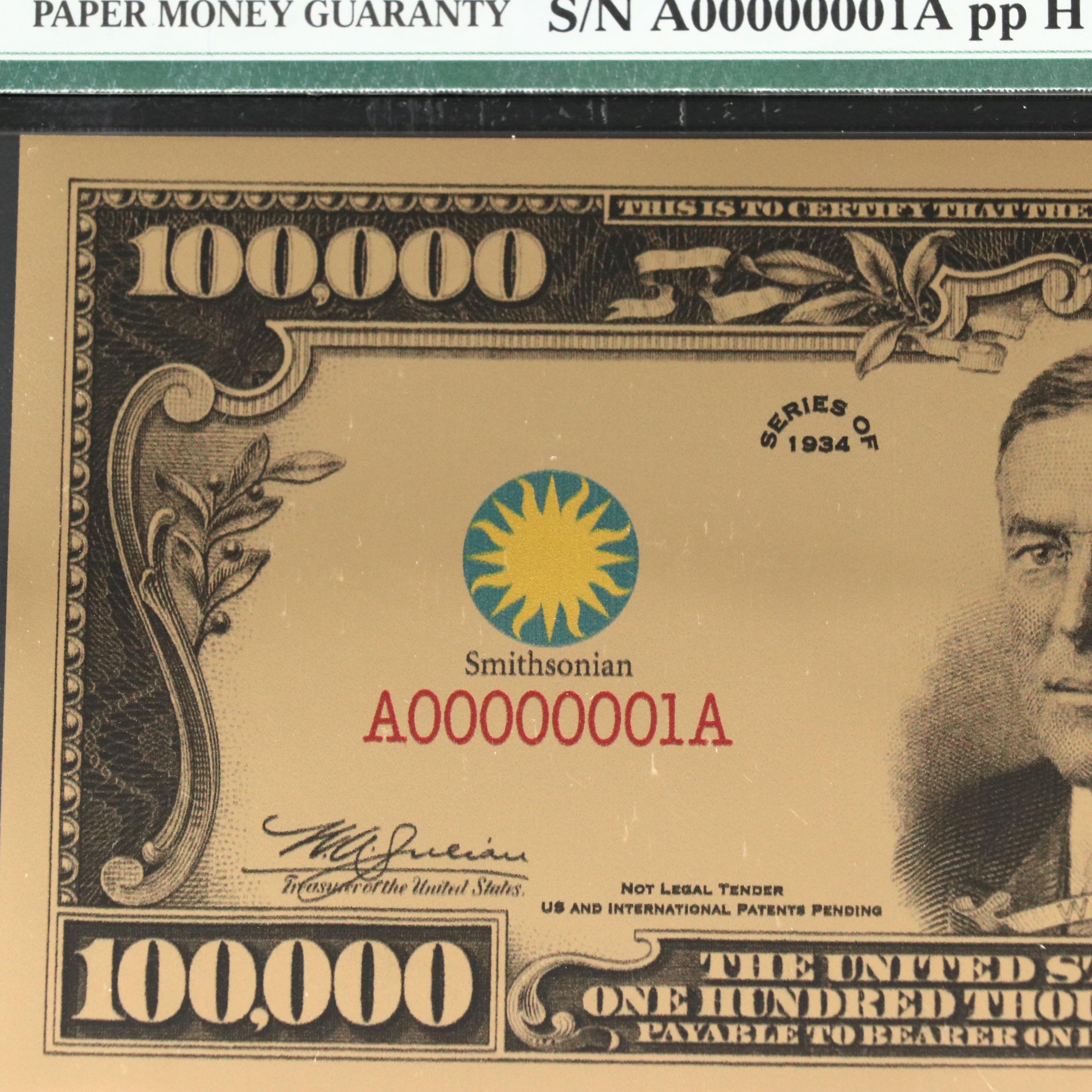 PMG Graded Gem Uncirculated "Smithsonian Edition" Gold Certificate