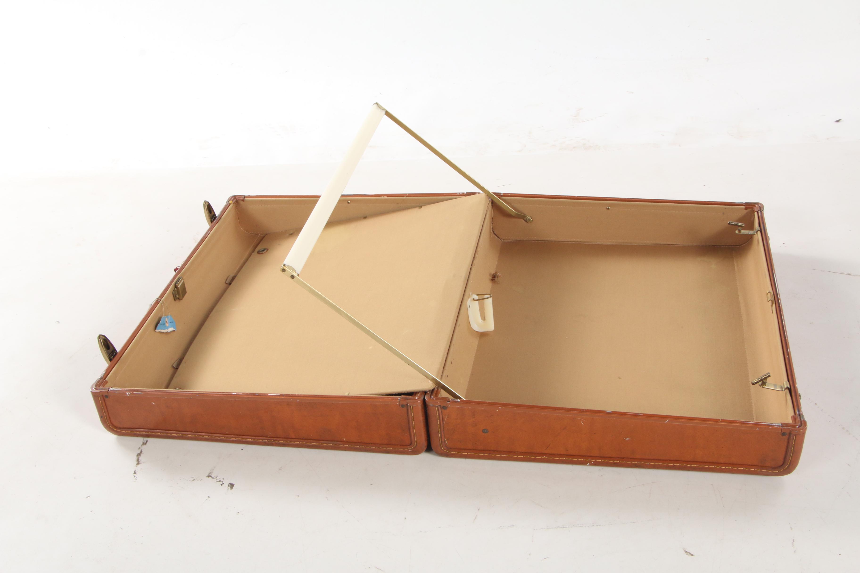 Samsonite Leather Hard Case Suitcase with Flower Sticker Accents, Vintage