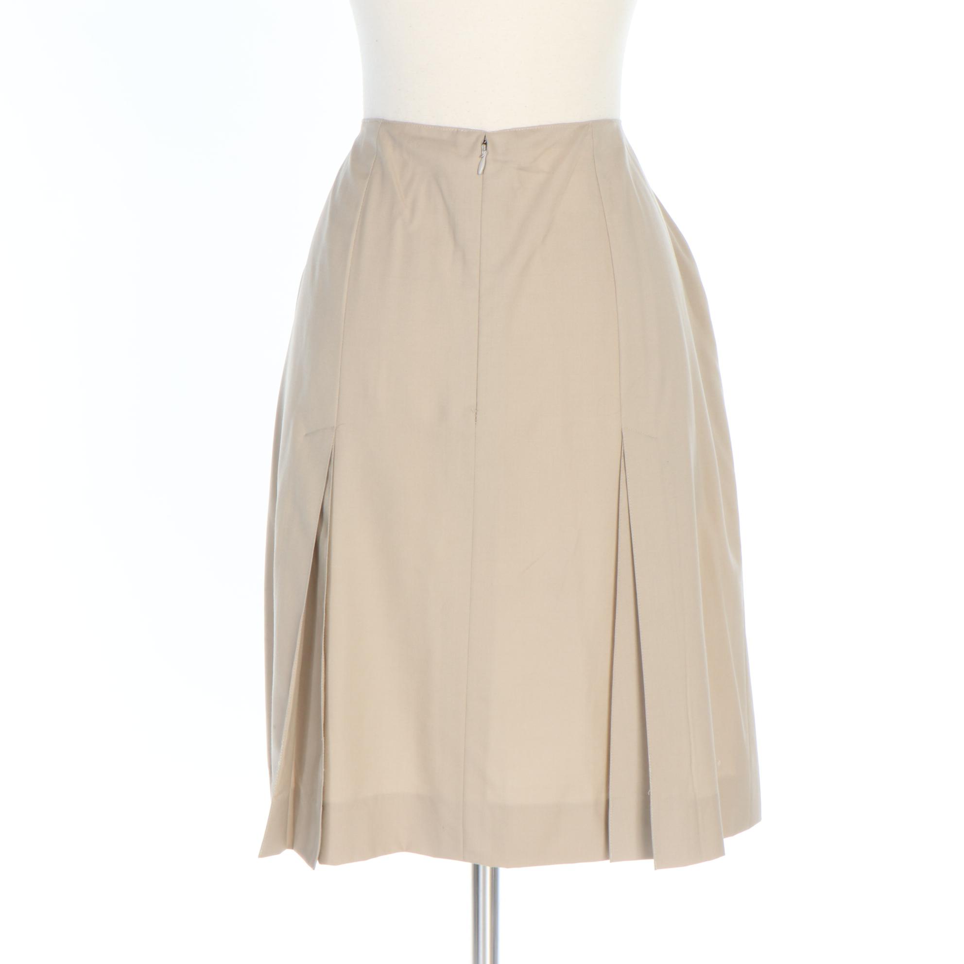 Chanel 2000 Cruise Collection Beige Pleated Panel Skirt