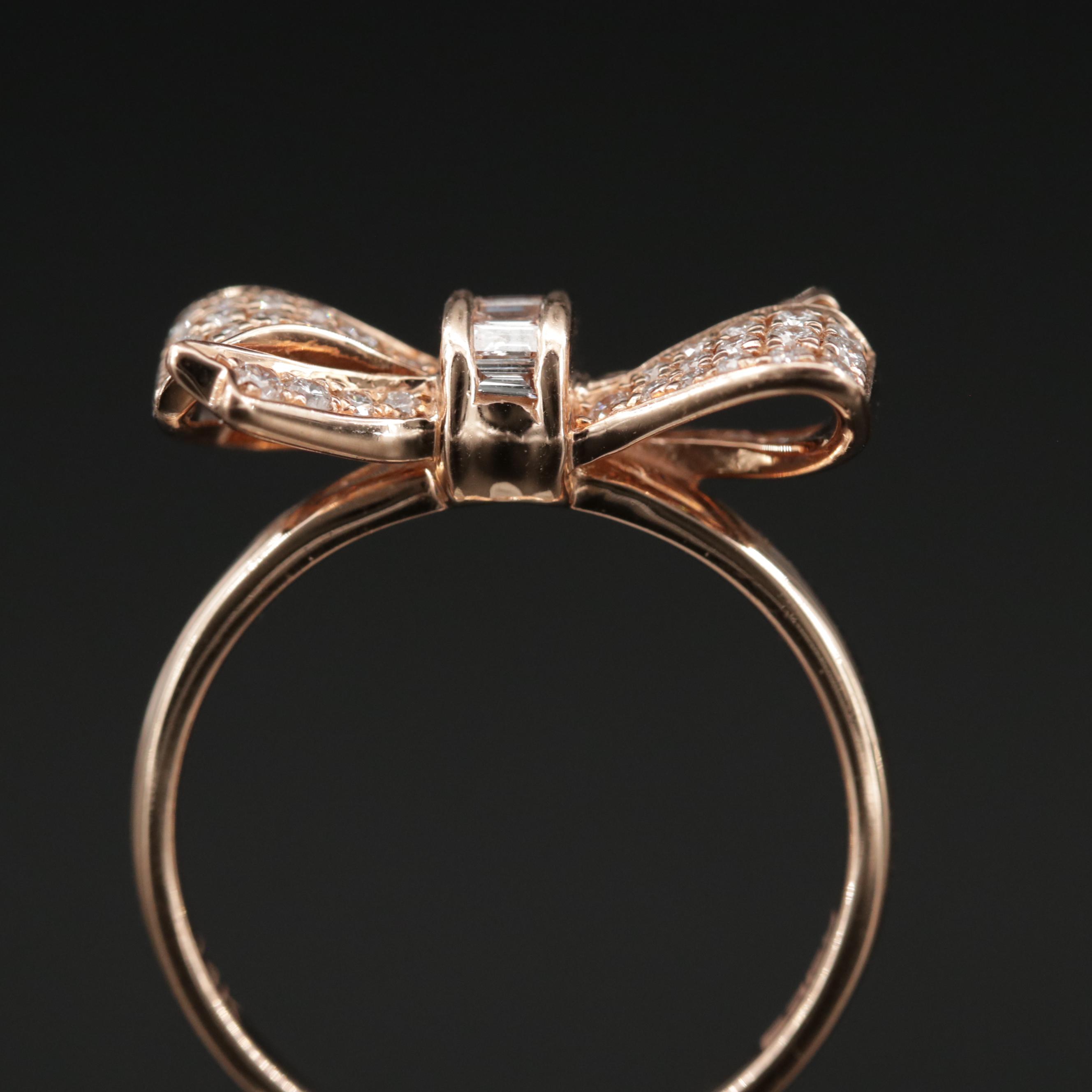 EFFY 14K Rose Gold Diamond Bow Ring