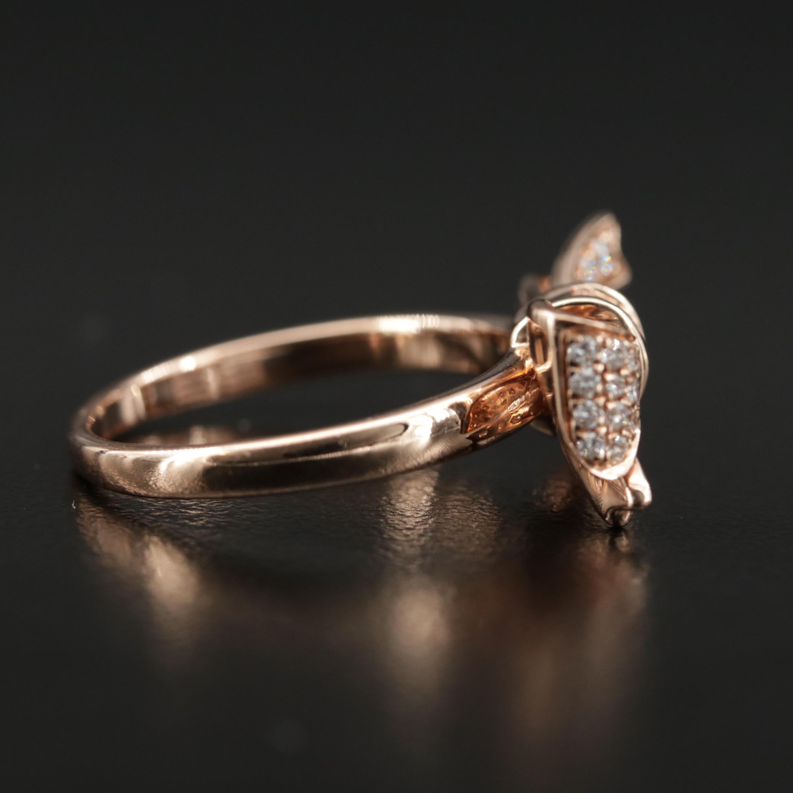 EFFY 14K Rose Gold Diamond Bow Ring