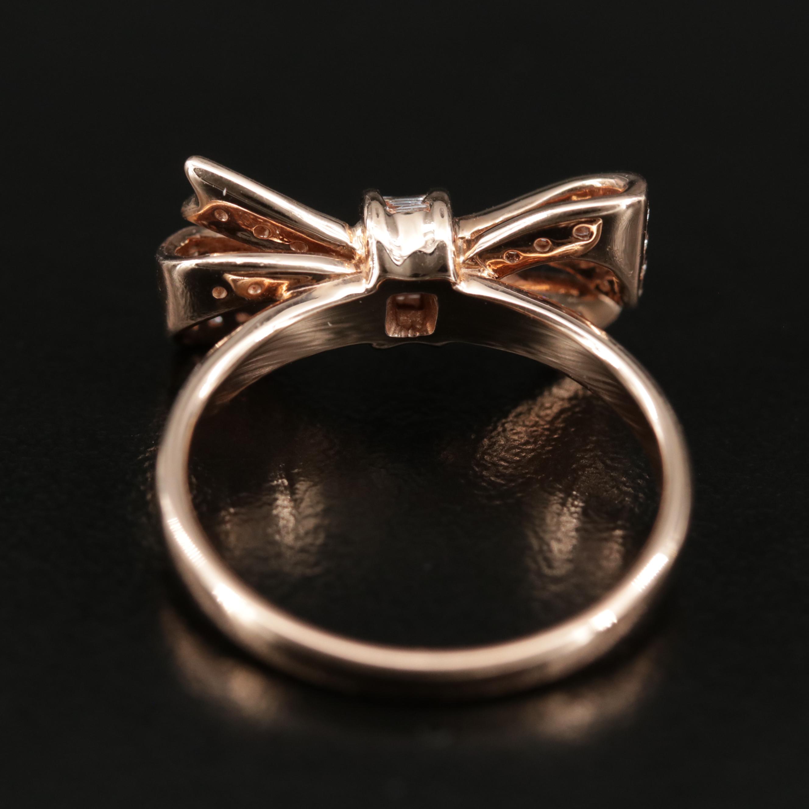 EFFY 14K Rose Gold Diamond Bow Ring