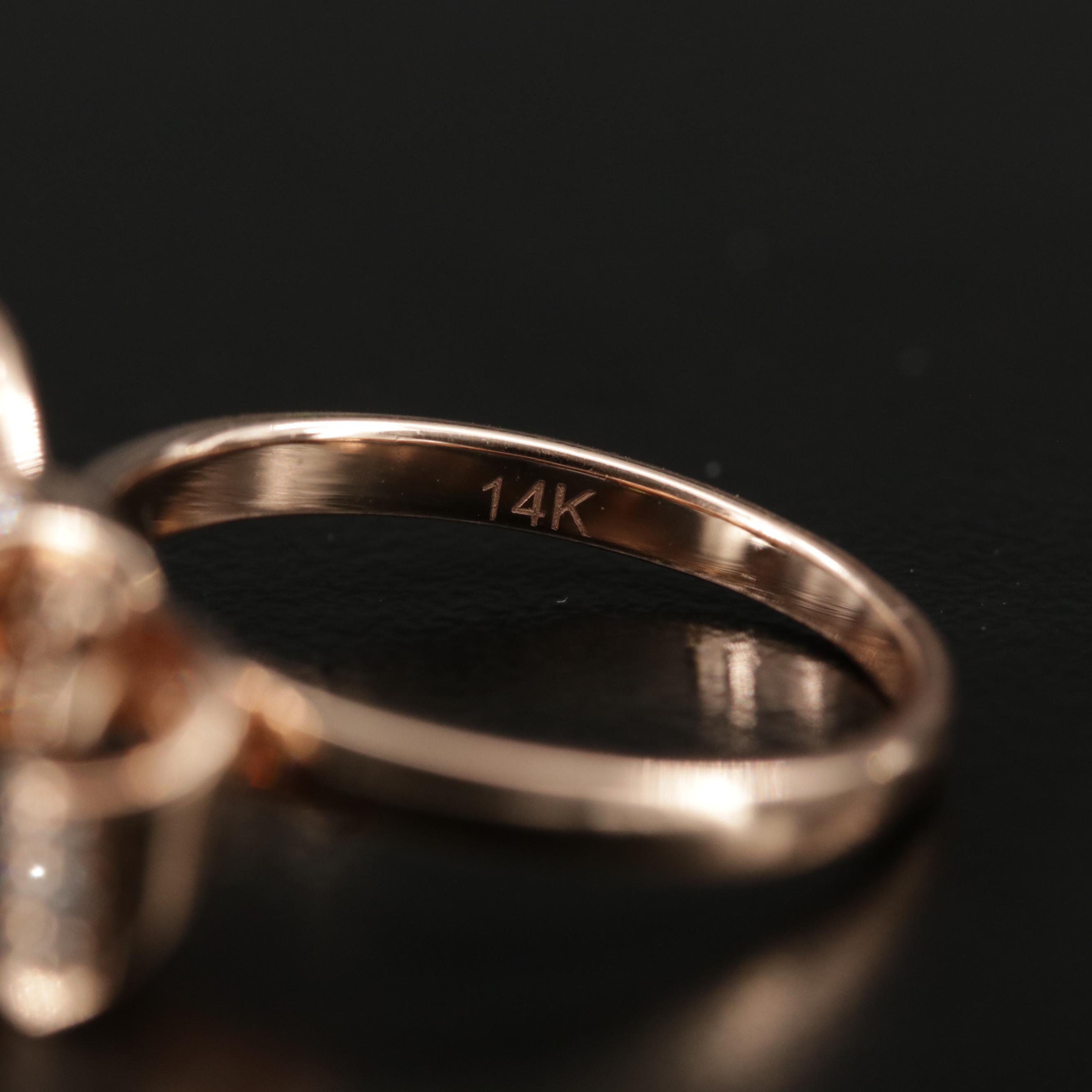 EFFY 14K Rose Gold Diamond Bow Ring