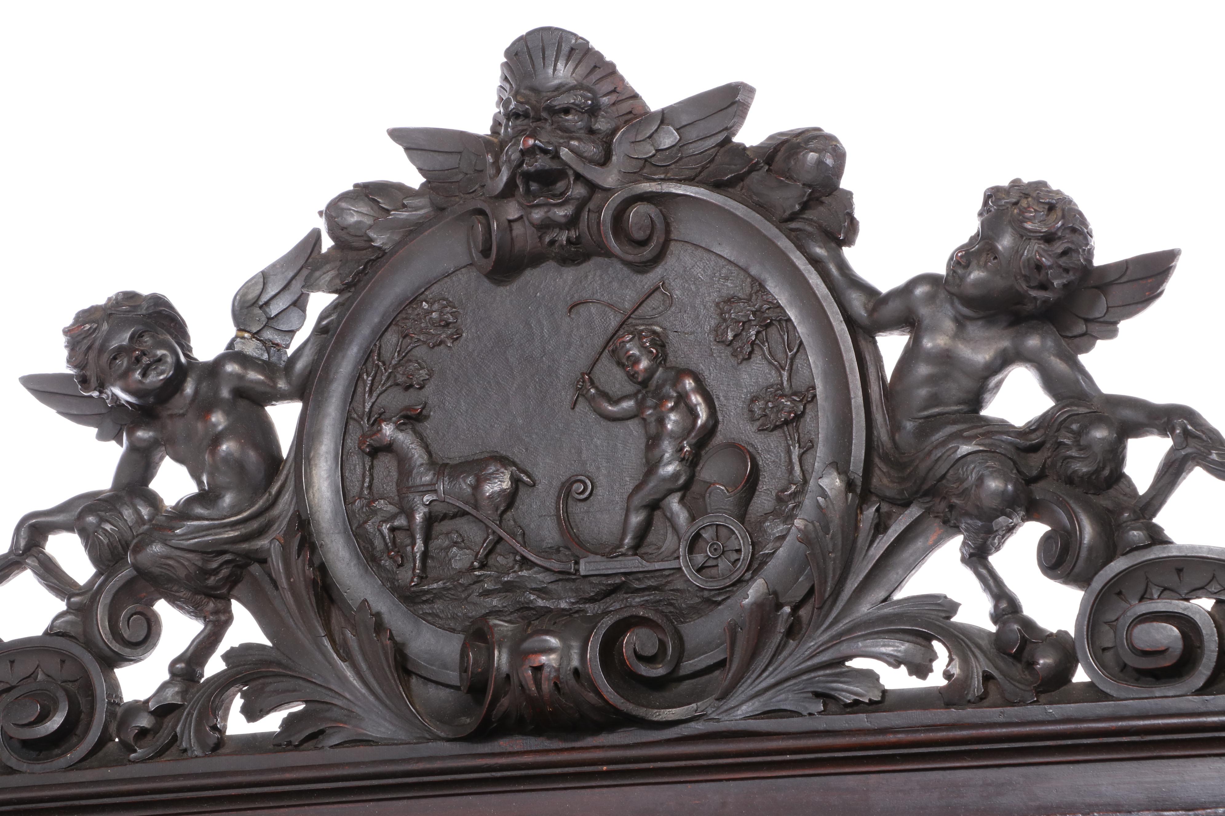 Italian Renaissance Revival Elaborately Carved Walnut Cupboard, 19th Century
