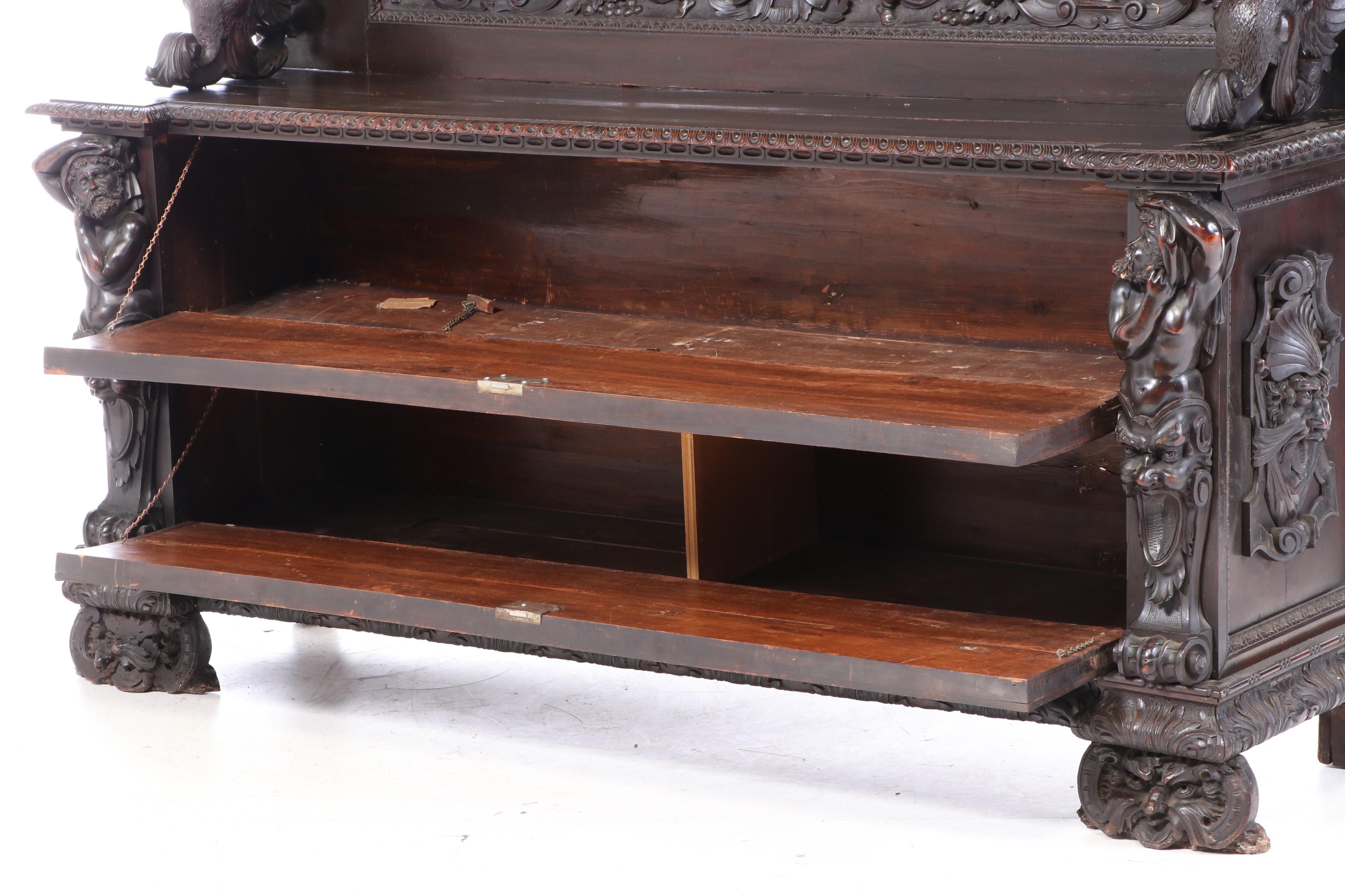 Italian Renaissance Revival Elaborately Carved Walnut Cupboard, 19th Century