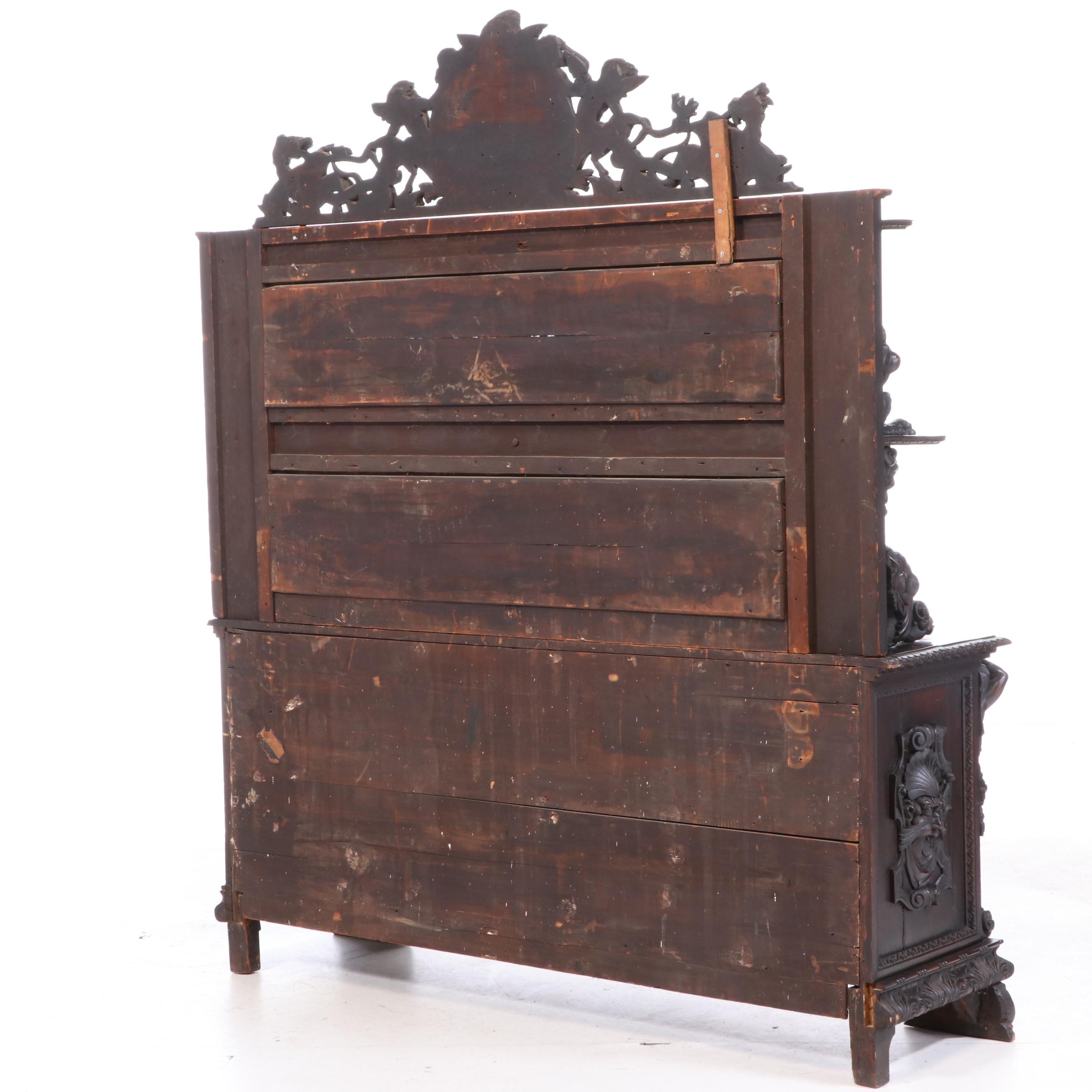 Italian Renaissance Revival Elaborately Carved Walnut Cupboard, 19th Century
