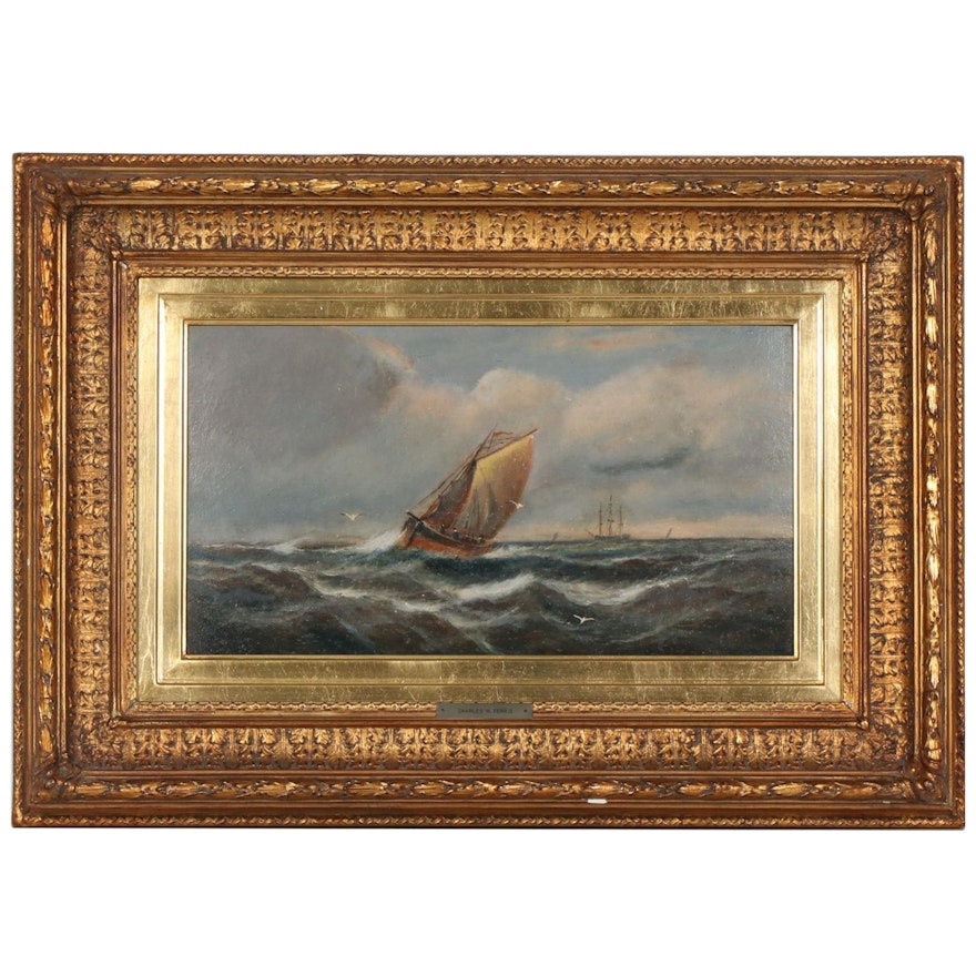 Charles W. Ferris Nautical Oil Painting, 1911