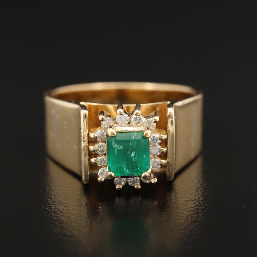 18K Emerald and Diamond Ring