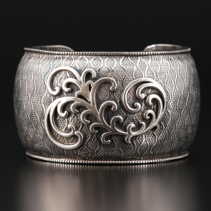 Silpada Sterling Silver Scrollowork Textured Cuff